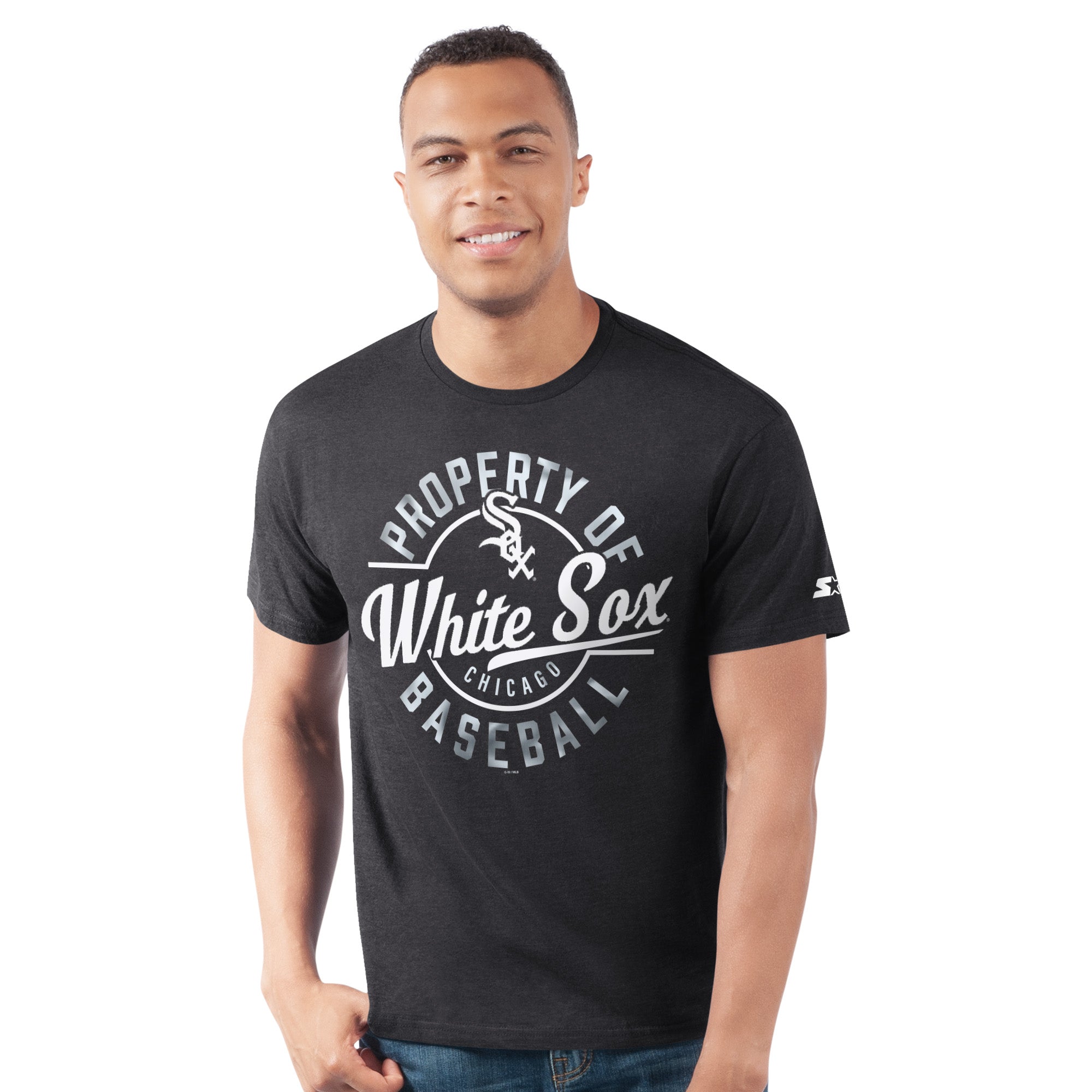 Men's Starter Black Chicago White Sox Prime Time Property Of T-Shirt