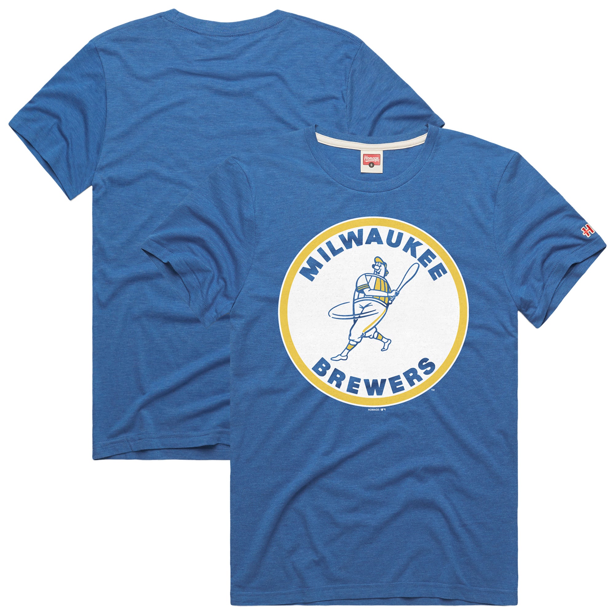 Men's Homage Royal Milwaukee Brewers Hyper Local Tri-Blend T-Shirt