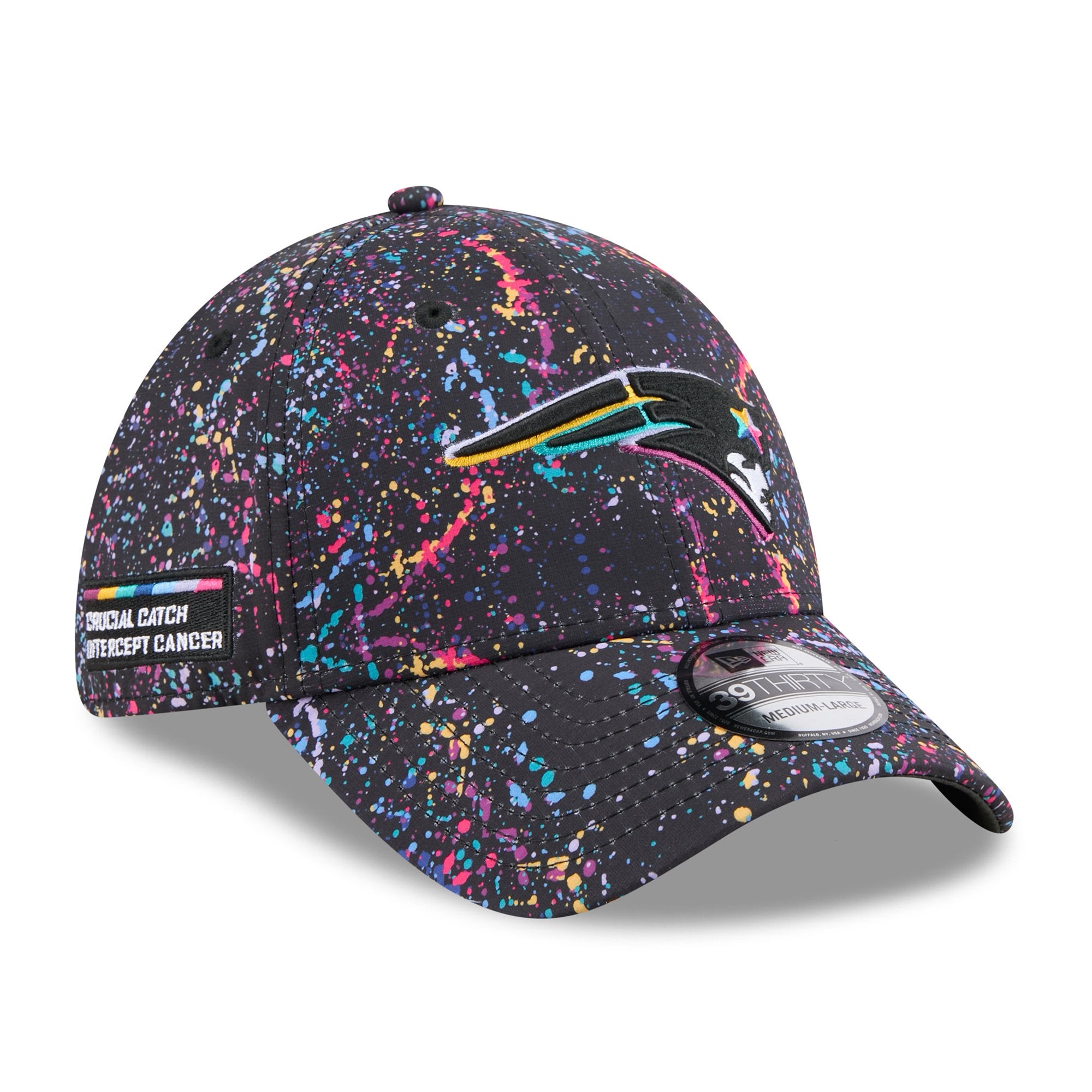 Men's New Era  Black New England Patriots 2025 NFL Crucial Catch 39THIRTY Flex Hat