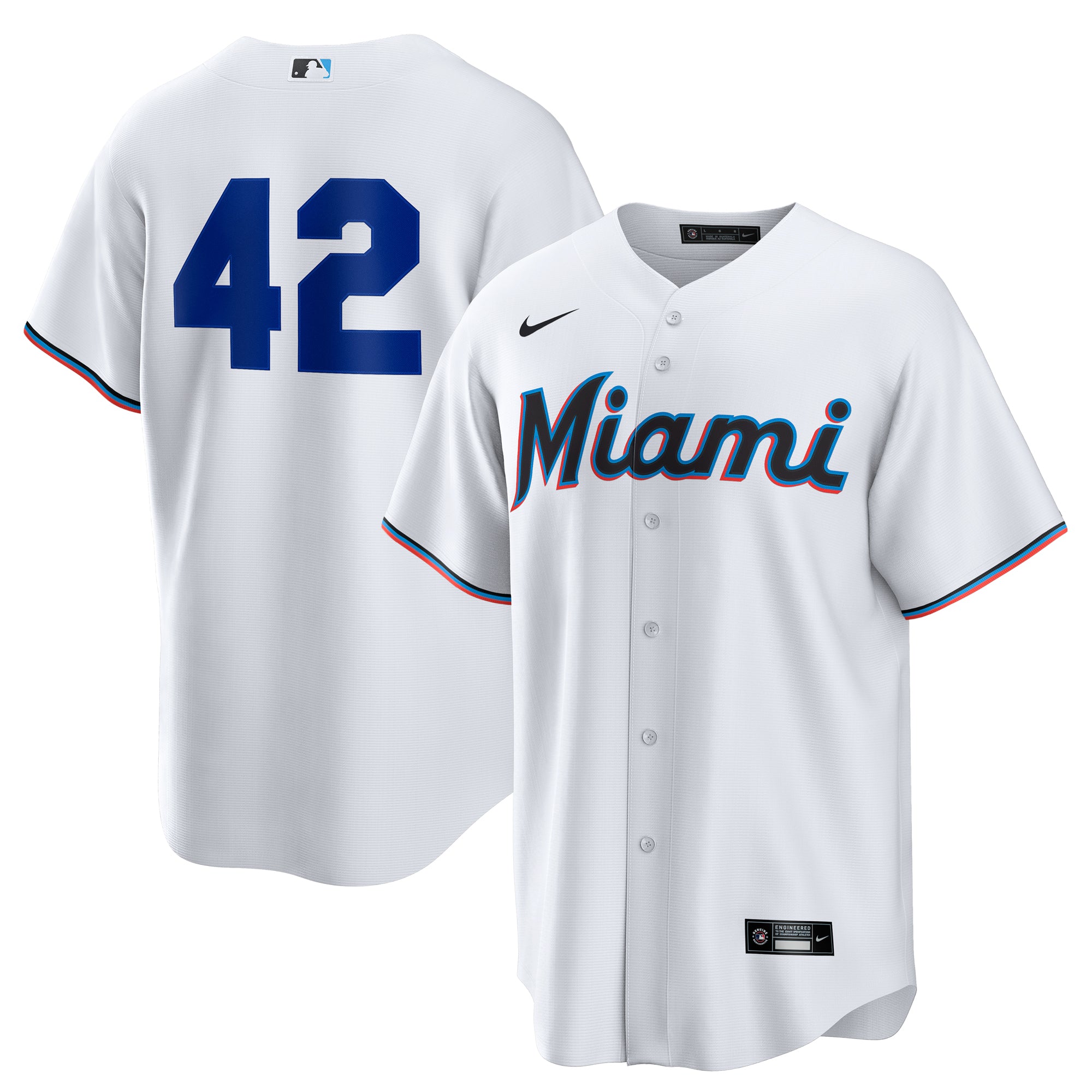 Men's Nike White Miami Marlins Home  2025 Jackie Robinson Day Replica Jersey