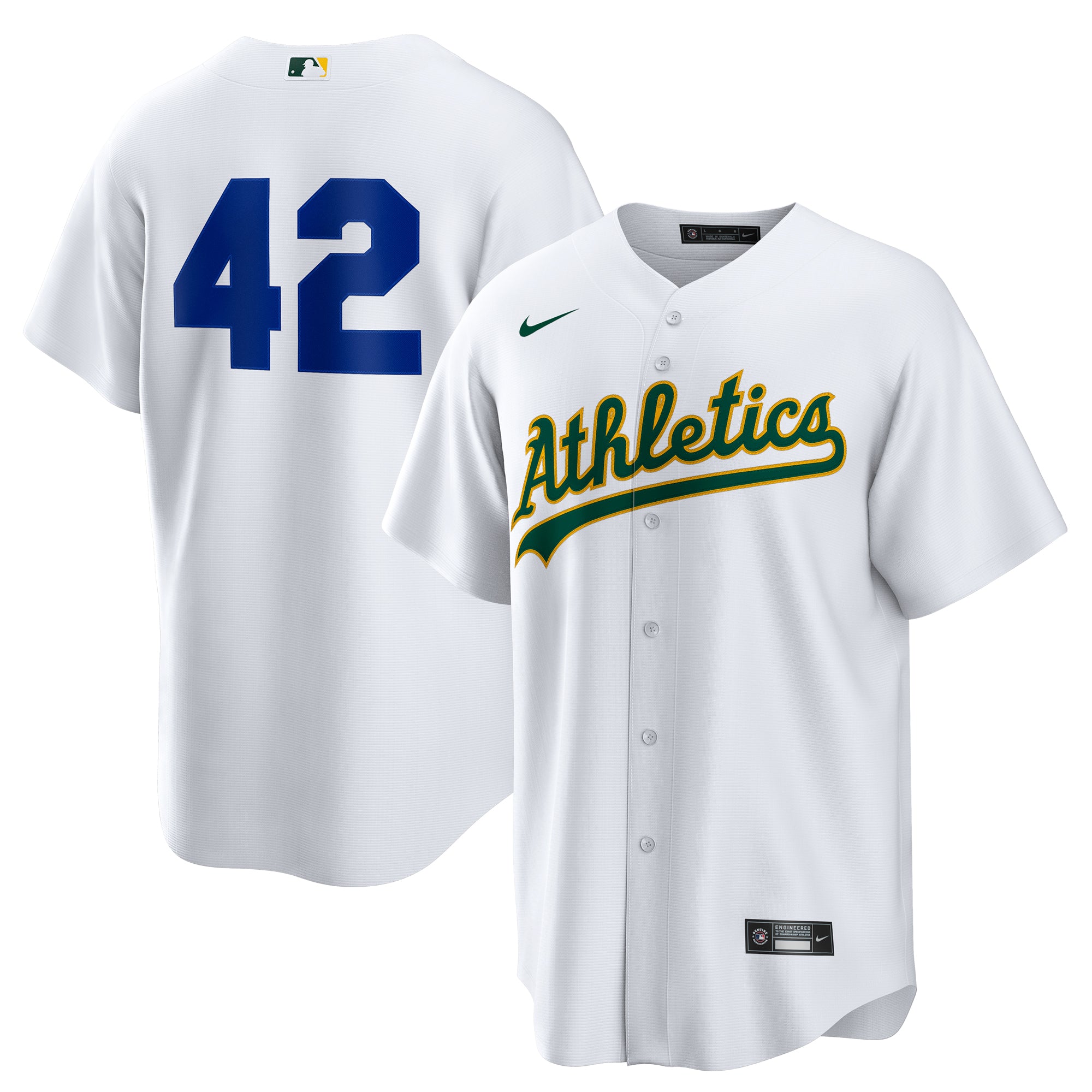 Men's Nike White Athletics Home  2025 Jackie Robinson Day Replica Jersey