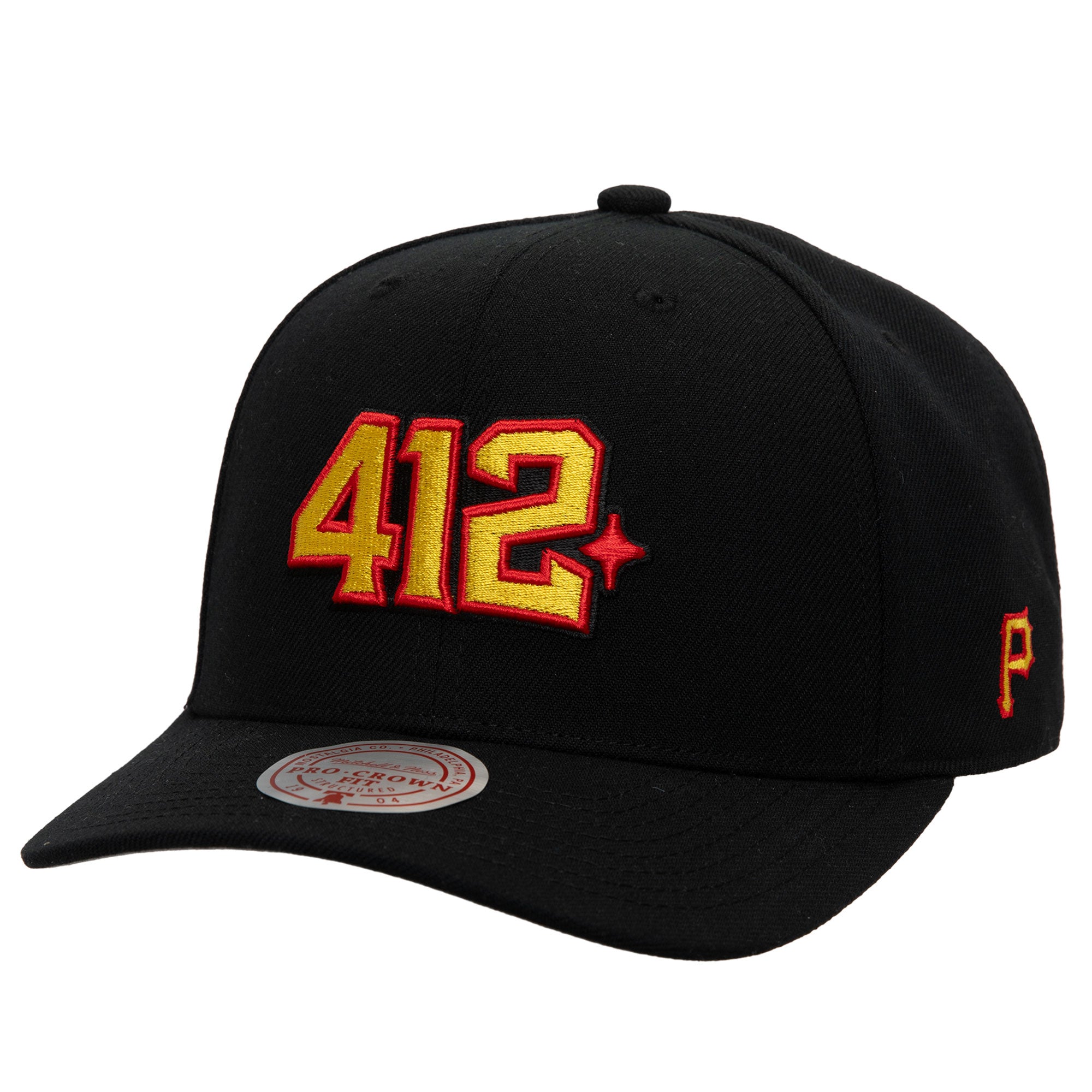 Men's Mitchell & Ness x 412  Black Pittsburgh Pirates Arch Pro Crown Adjustable Hat