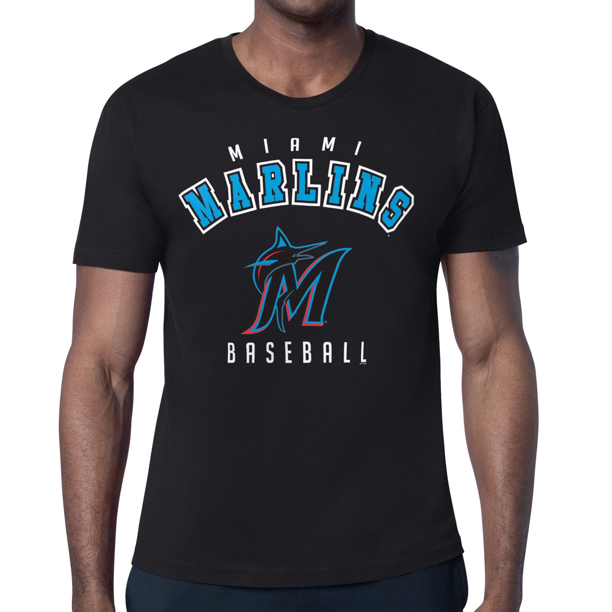Men's Starter Black Miami Marlins Team Logo T-Shirt