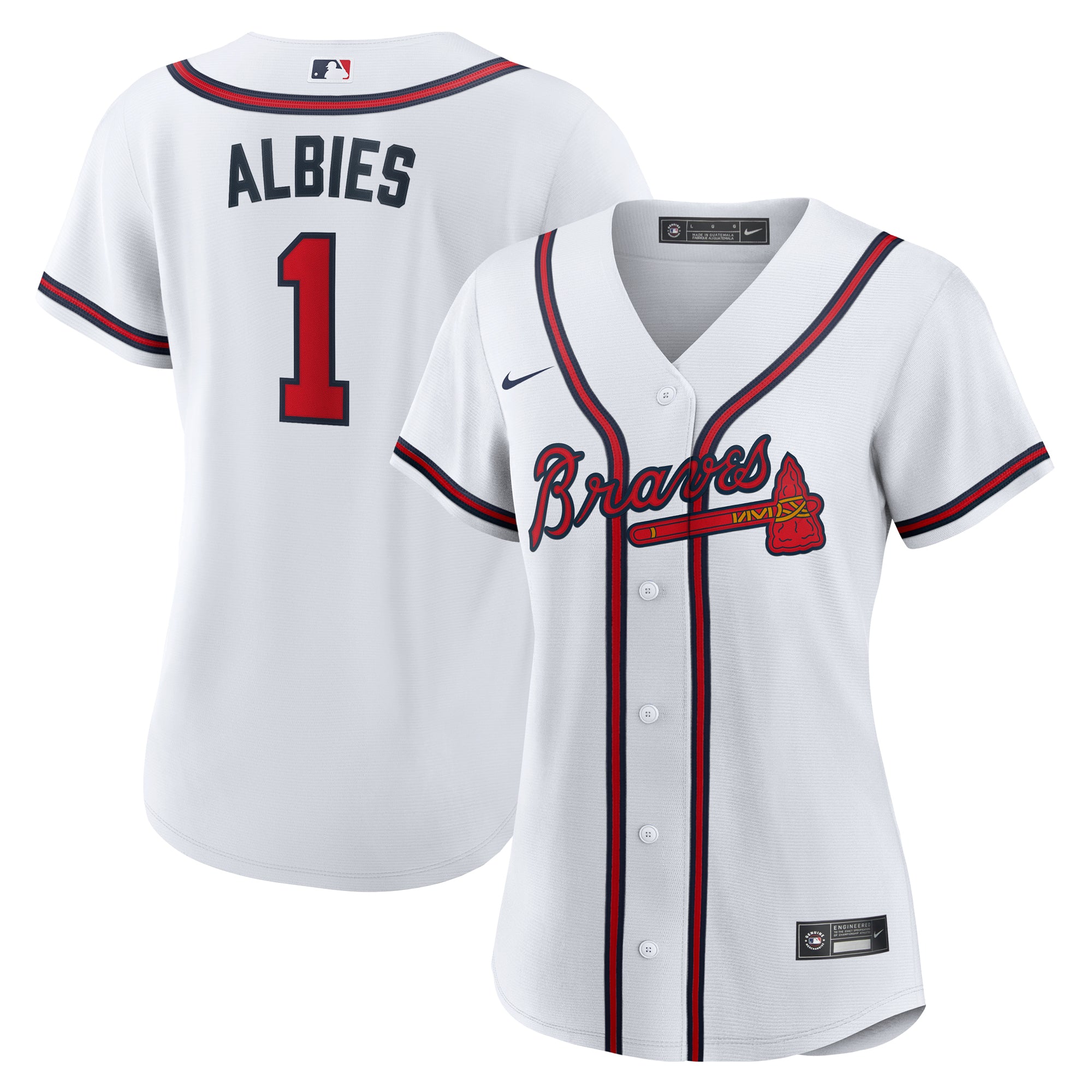 Women's Nike Ozzie Albies White Atlanta Braves Home Replica Jersey
