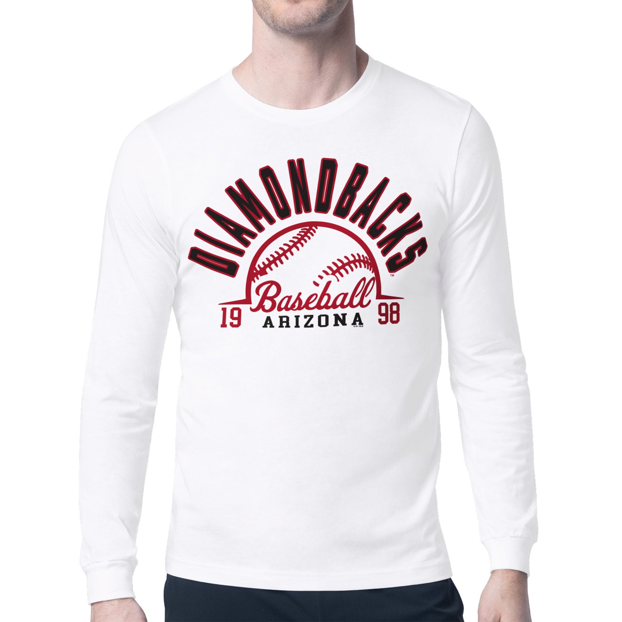 Men's Starter White Arizona Diamondbacks Half Ball Team Graphic Long Sleeve T-Shirt