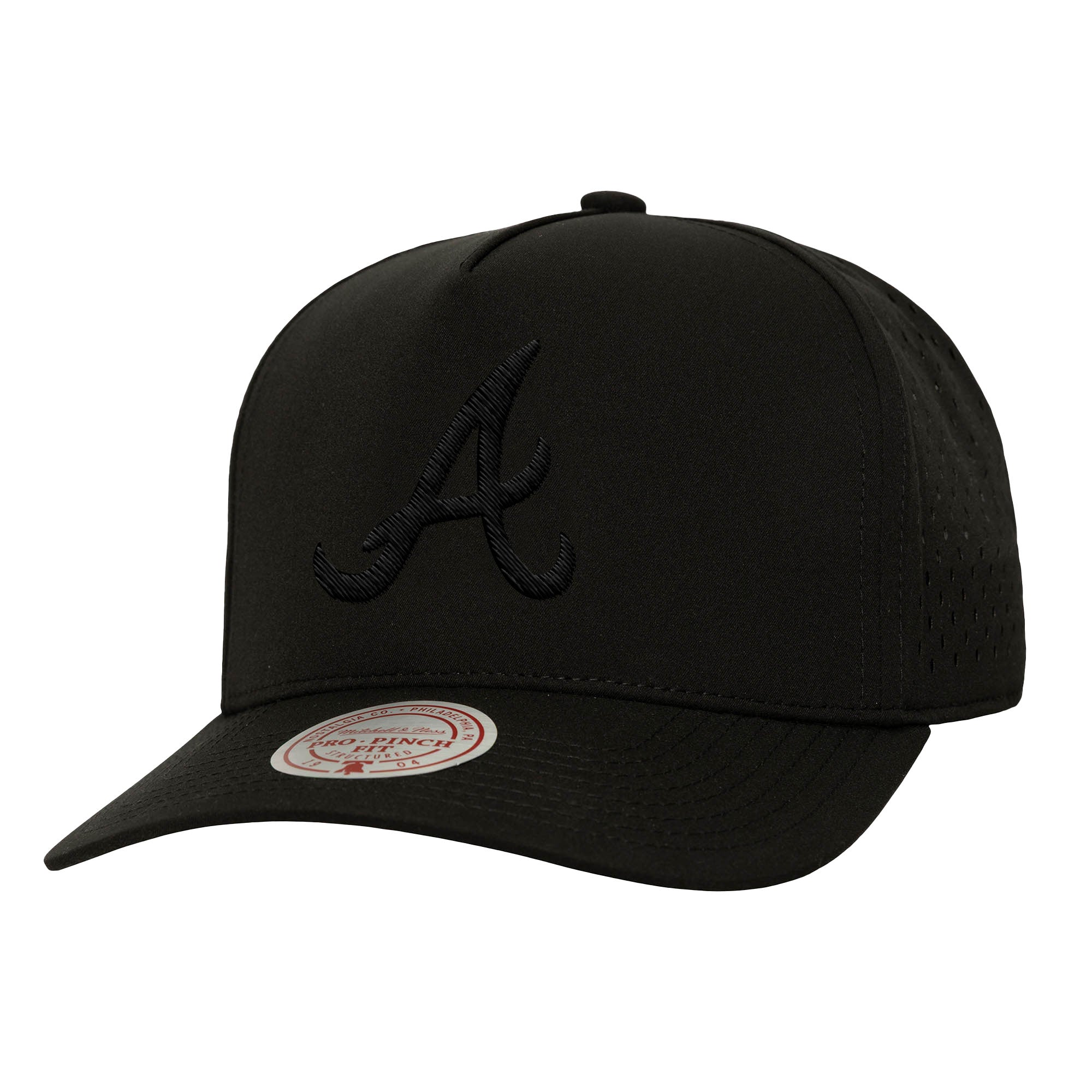 Men's Mitchell & Ness  Black Atlanta Braves Perfect Icon Pro Pinch Adjustable Hat
