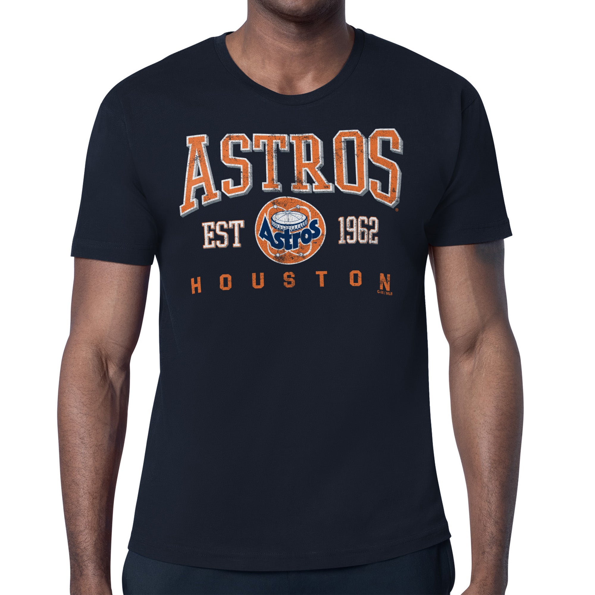 Men's Starter Navy Houston Astros Distressed Logo T-Shirt