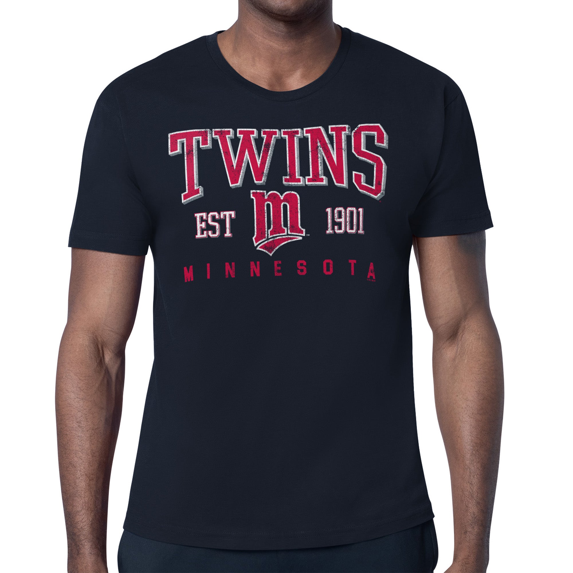Men's Starter Navy Minnesota Twins Distressed Logo T-Shirt
