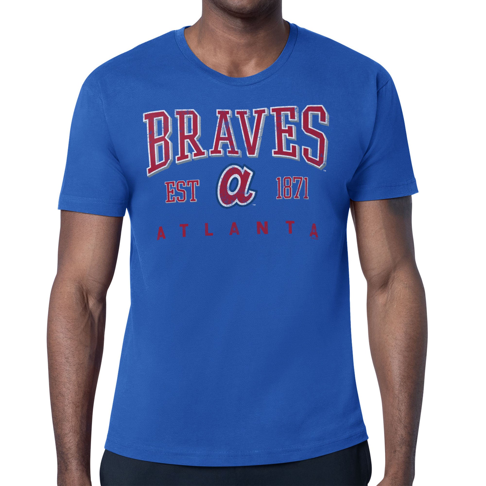 Men's Starter Royal Atlanta Braves Distressed Logo T-Shirt