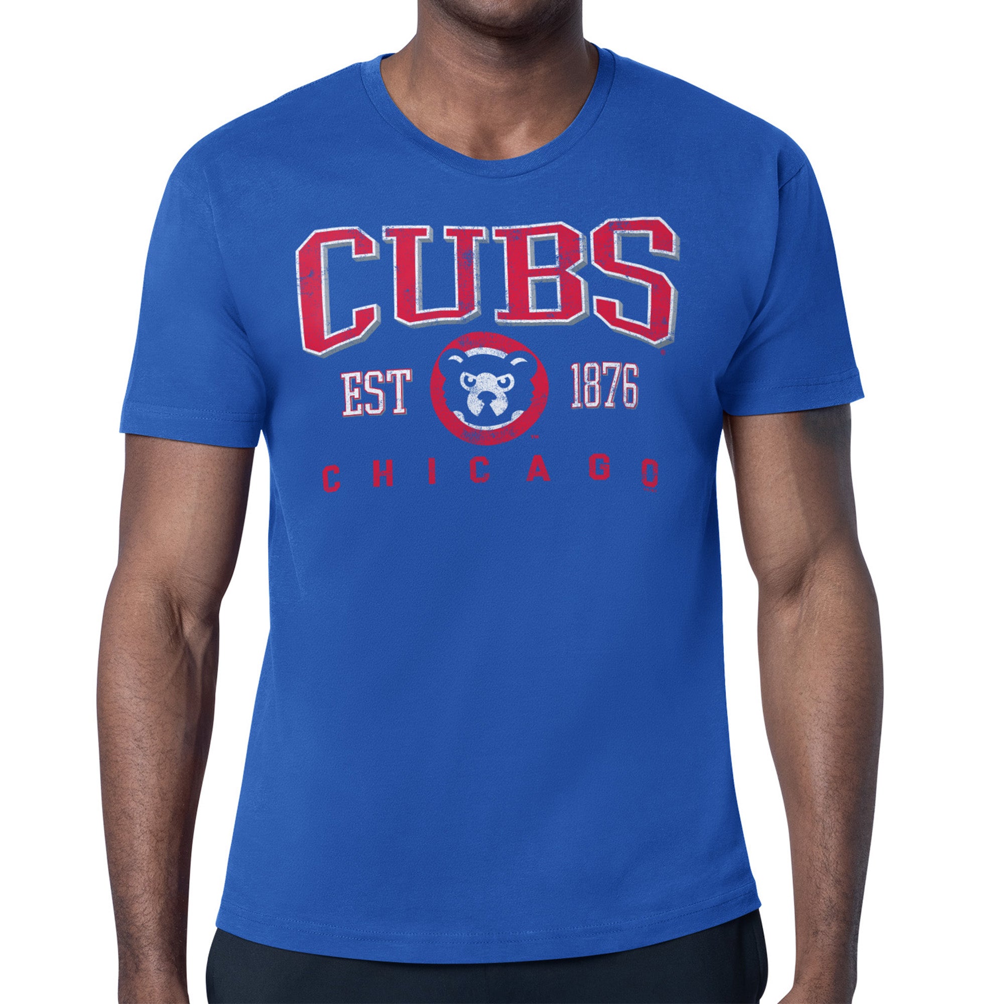 Men's Starter Royal Chicago Cubs Distressed Logo T-Shirt