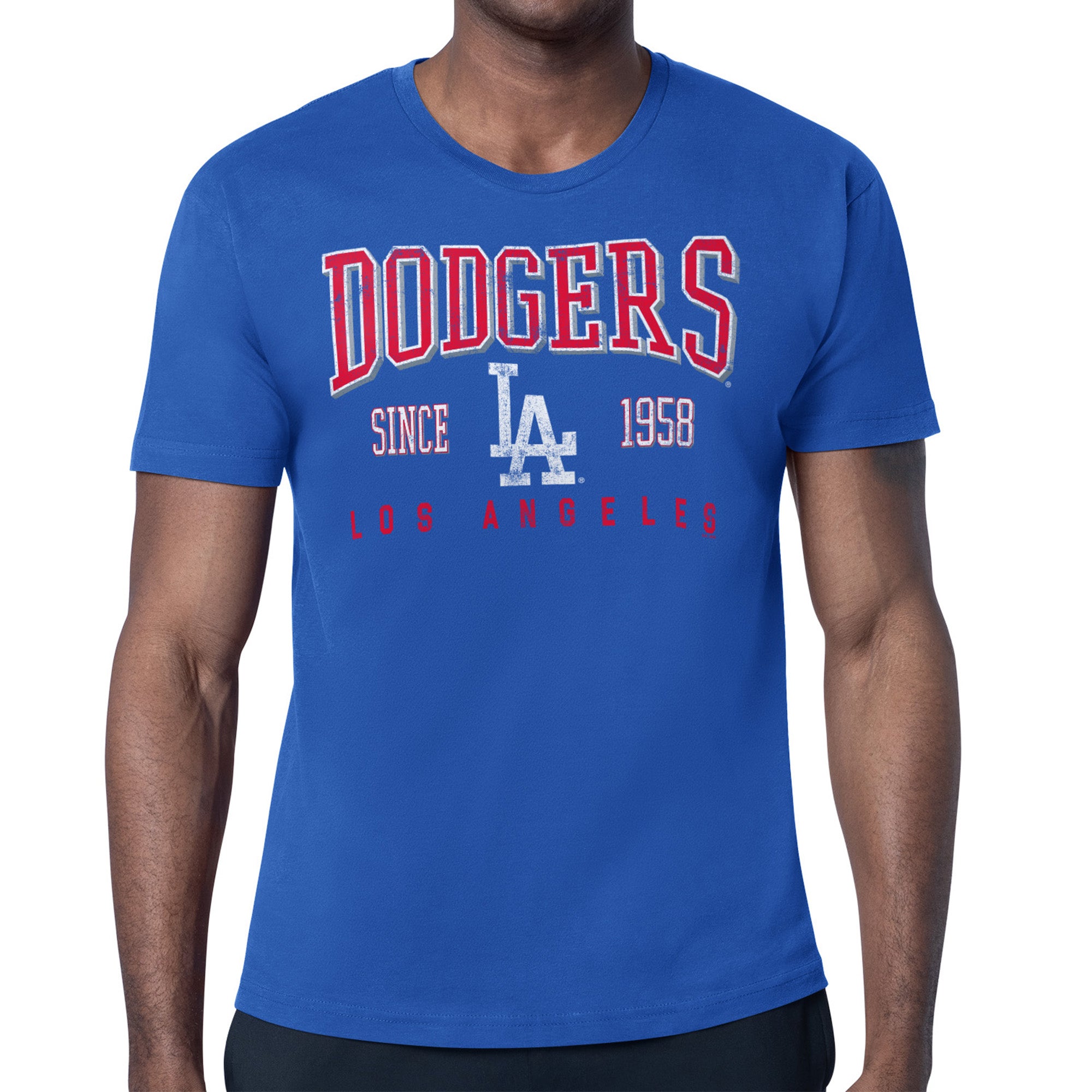 Men's Starter Royal Los Angeles Dodgers Distressed Logo T-Shirt