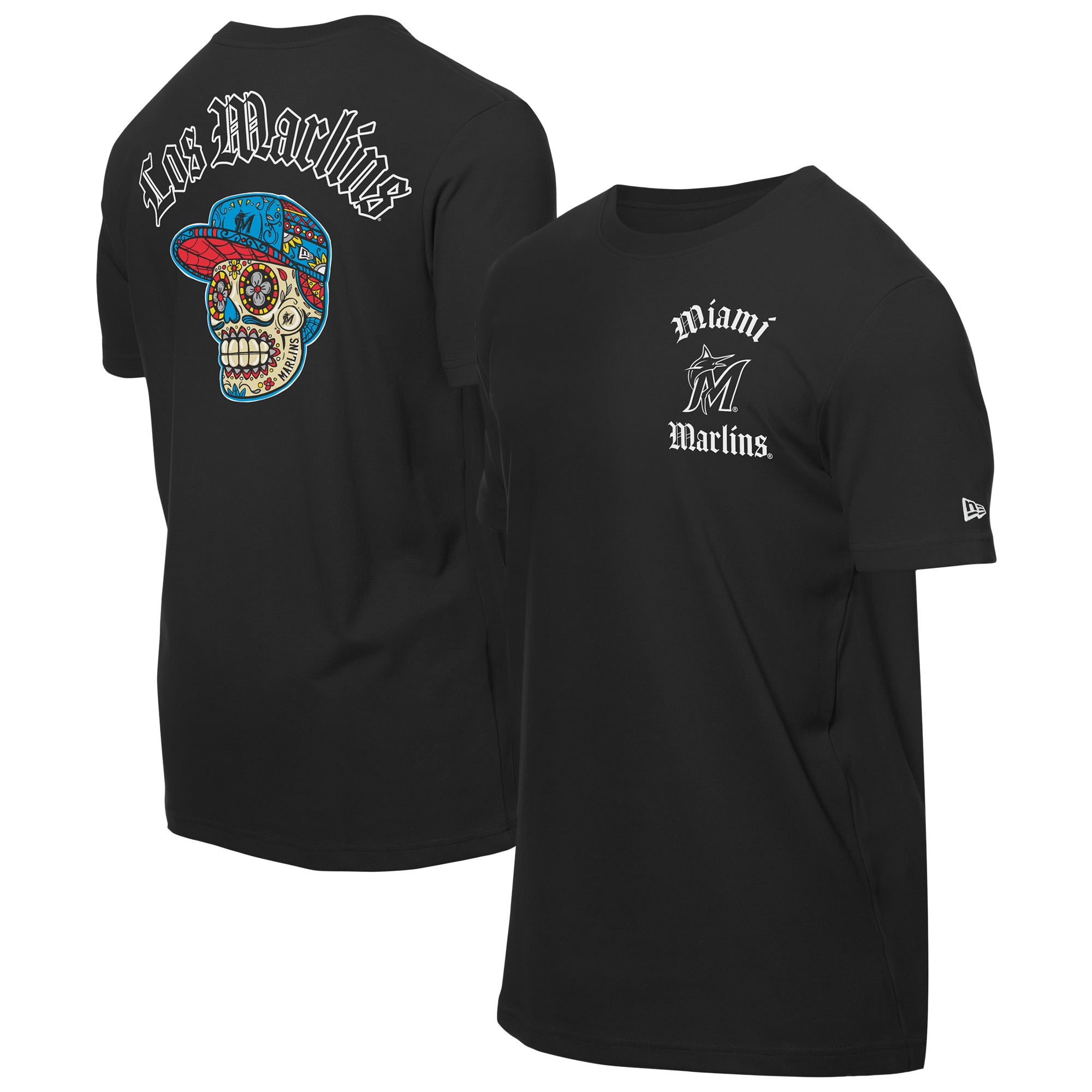 Men's New Era Black Miami Marlins Sugar Skulls T-Shirt