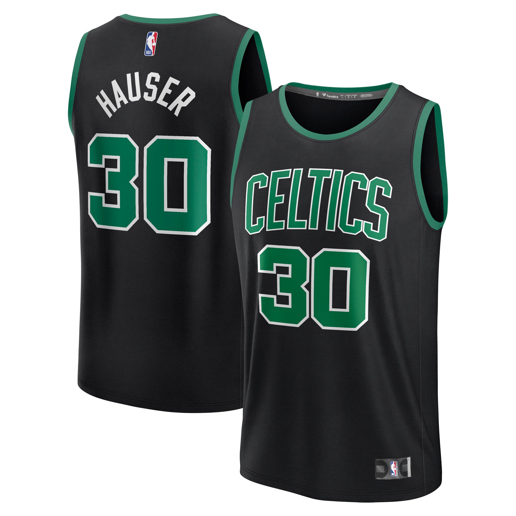 Men's Fanatics Sam Hauser Black Boston Celtics Fast Break Replica Player Jersey - Statement Edition