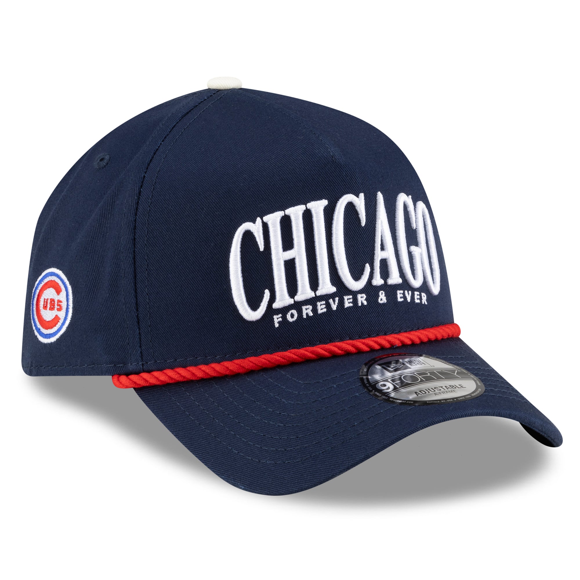 Men's New Era x Alice & Wonder  Navy Chicago Cubs Rope A-Frame 9FORTY Adjustable Hat