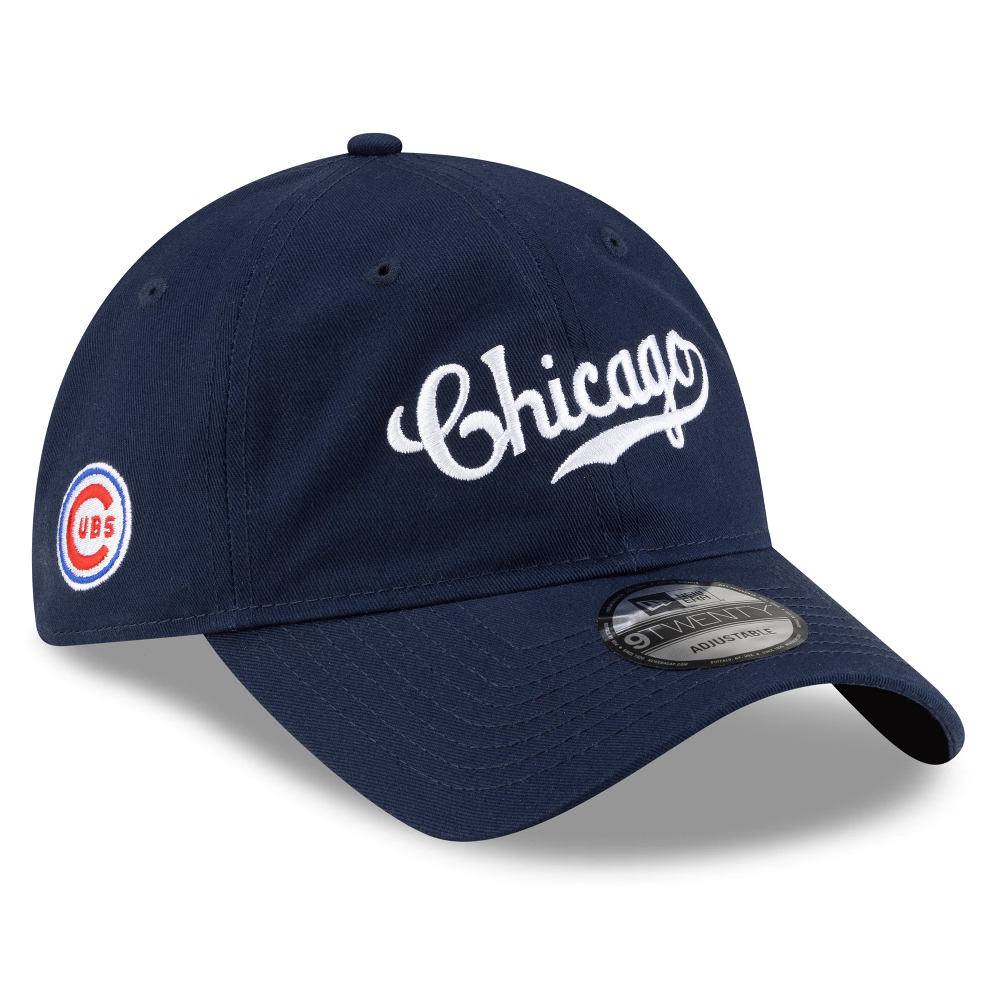 Men's New Era x Alice & Wonder  Navy Chicago Cubs Script 9TWENTY Adjustable Hat