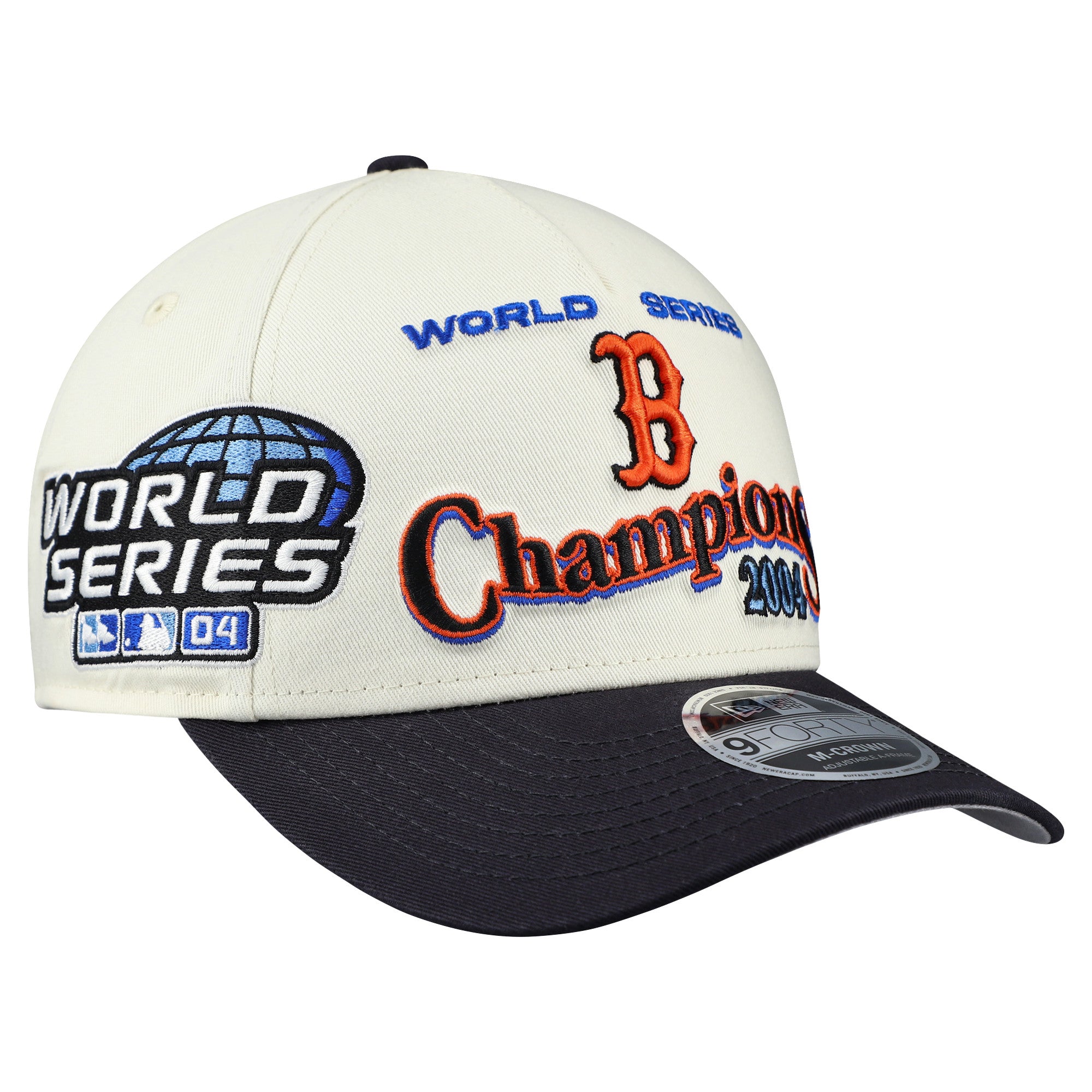 Men's New Era  Cream/Navy Boston Red Sox World Series 9FORTY M-Crown A-Frame Adjustable Hat