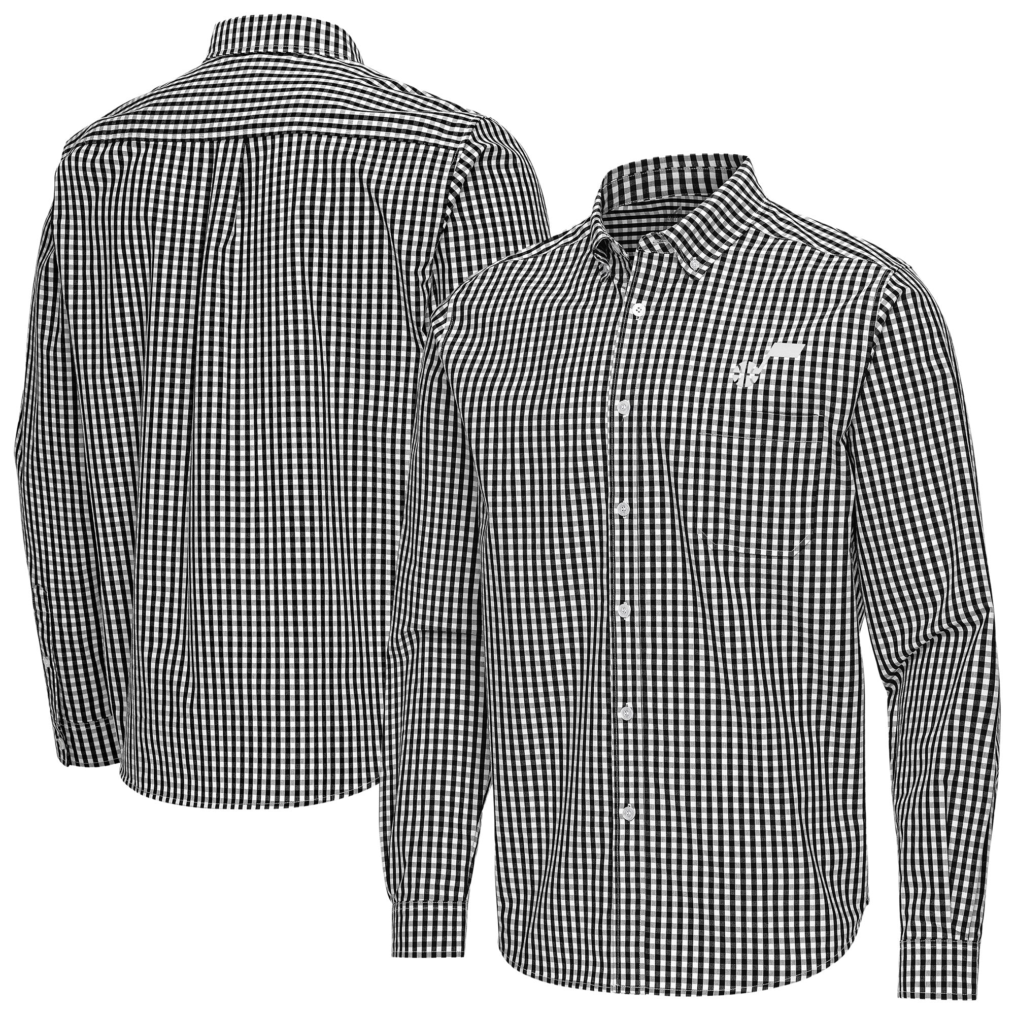 Men's Antigua Black Utah Jazz Ellis Woven Tri-Blend Button-Down Shirt