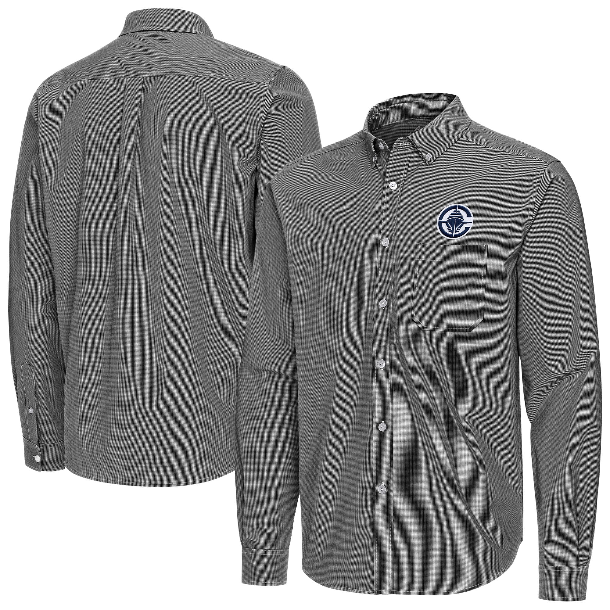 Men's Antigua Black LA Clippers Porter Woven Long Sleeve Button-Down Shirt