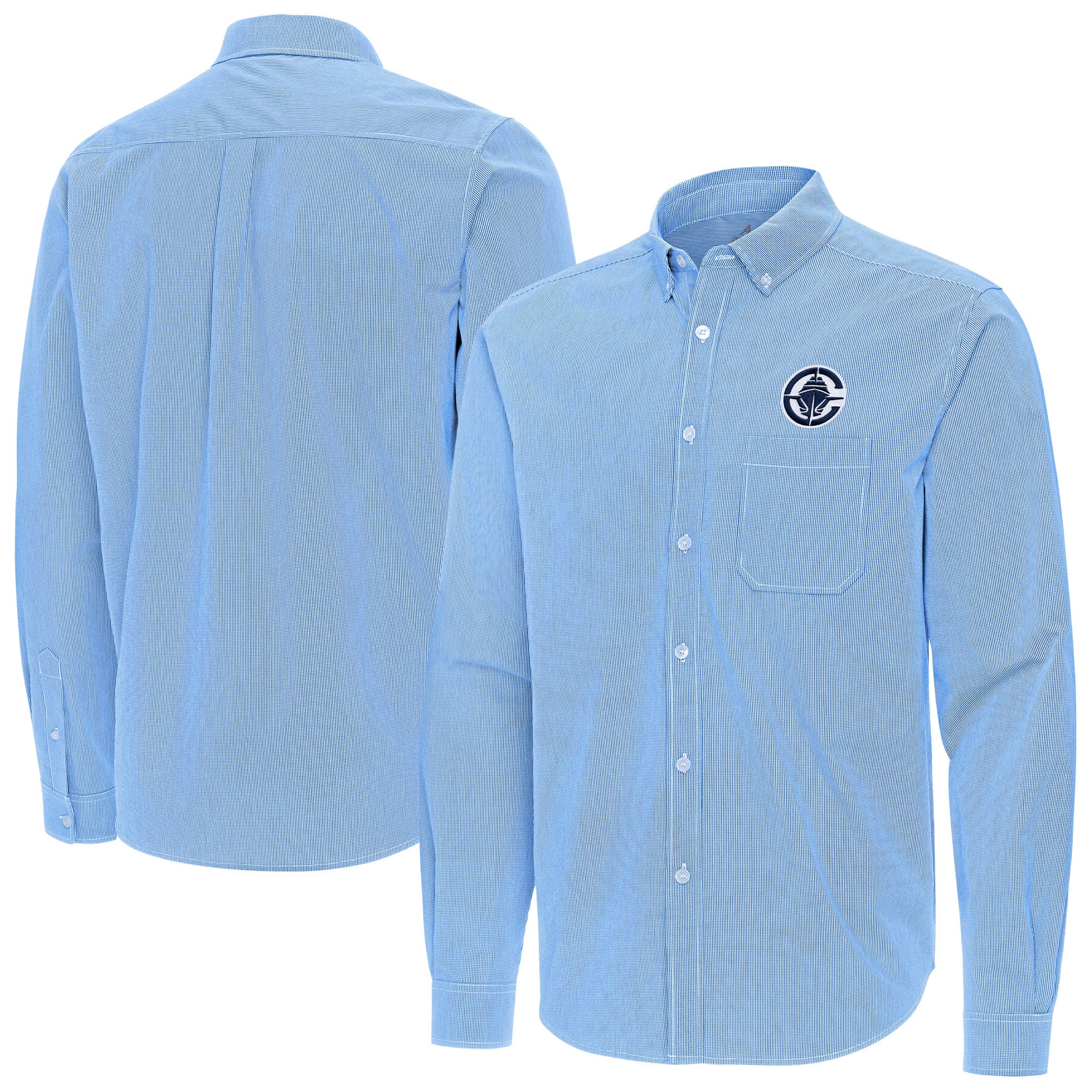Men's Antigua Powder Blue LA Clippers Porter Woven Long Sleeve Button-Down Shirt