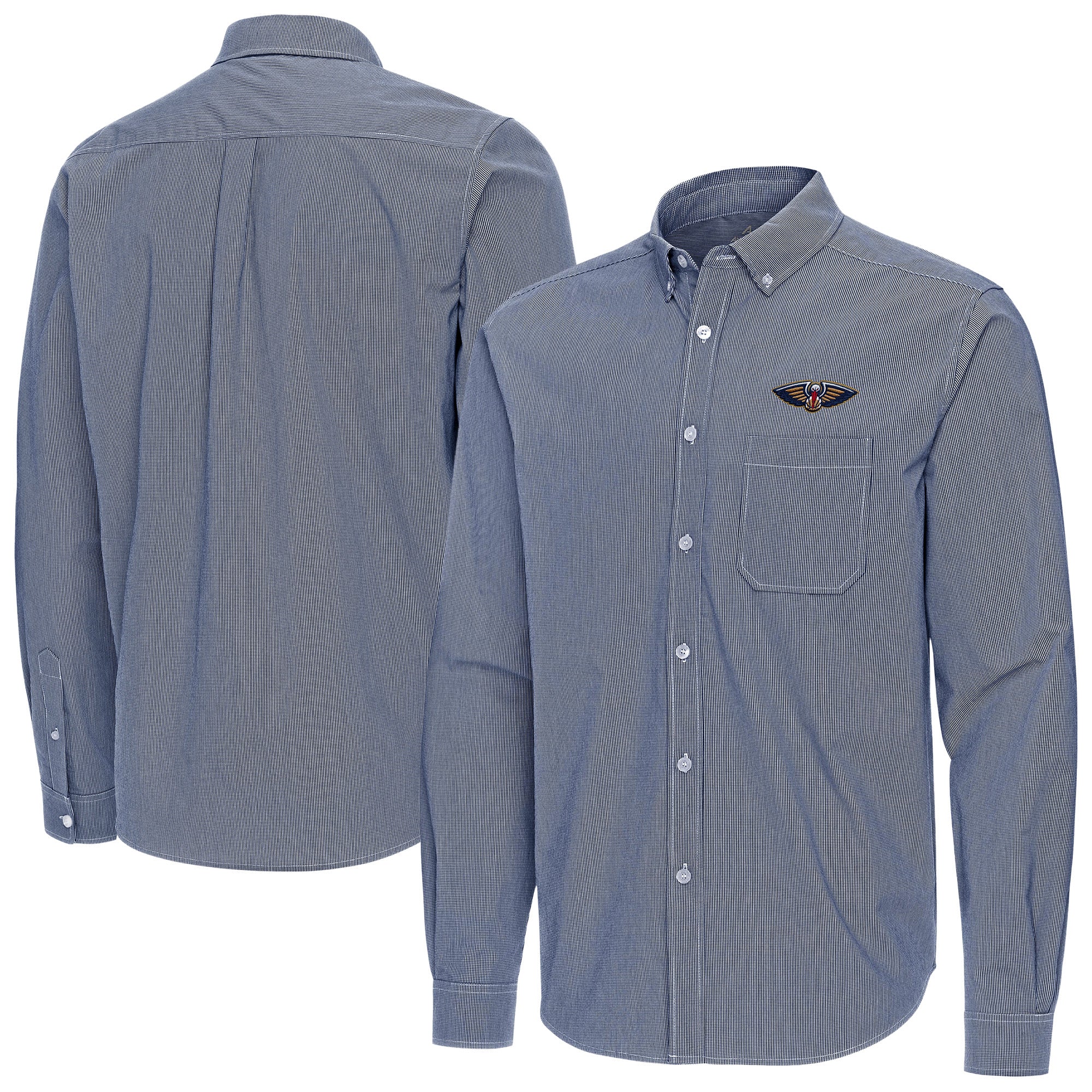 Men's Antigua Navy New Orleans Pelicans Porter Woven Long Sleeve Button-Down Shirt