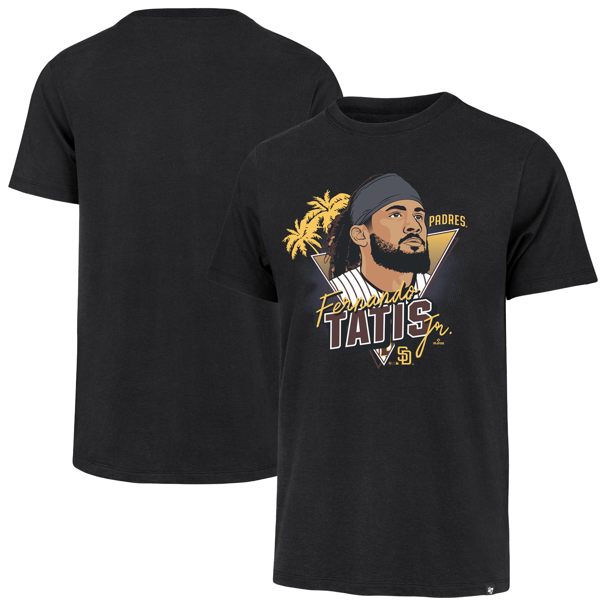 Men's '47 Fernando Tatis Jr. Black San Diego Padres Player Caricature Franklin T-Shirt