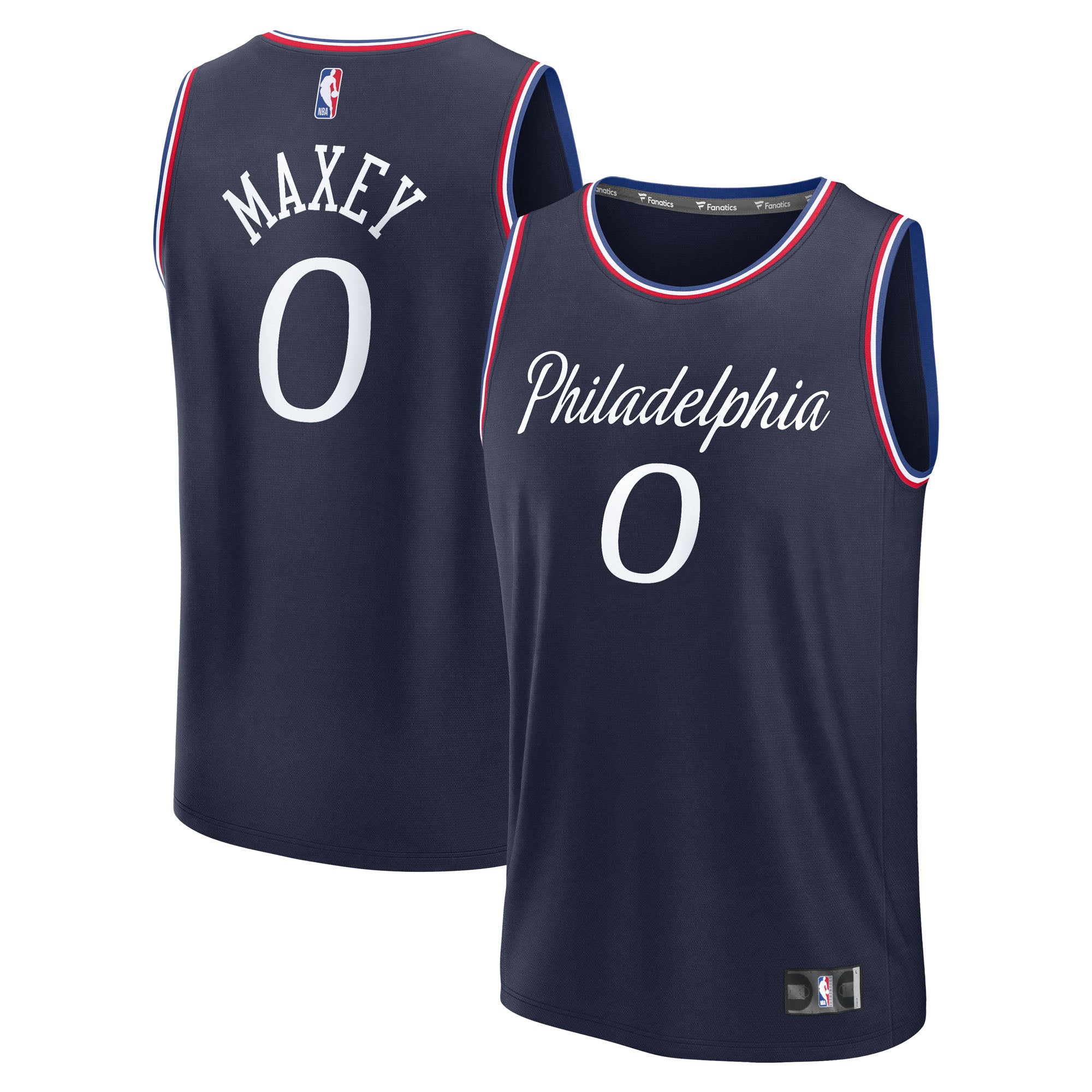 Youth Fanatics Tyrese Maxey Navy Philadelphia 76ers 2025/26 City Edition Fast Break Jersey