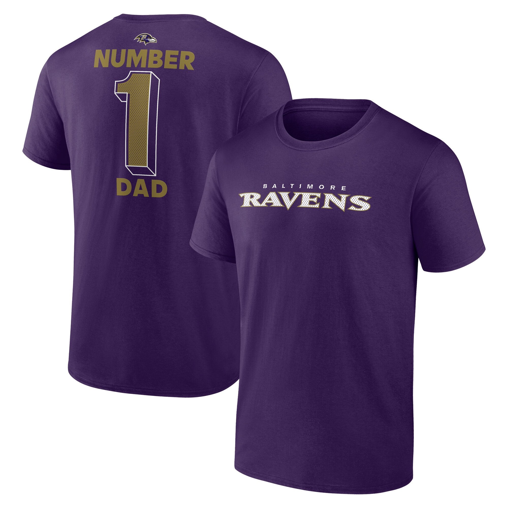 Men's Logo Athletic Purple Baltimore Ravens #1 Dad Jersey T-Shirt