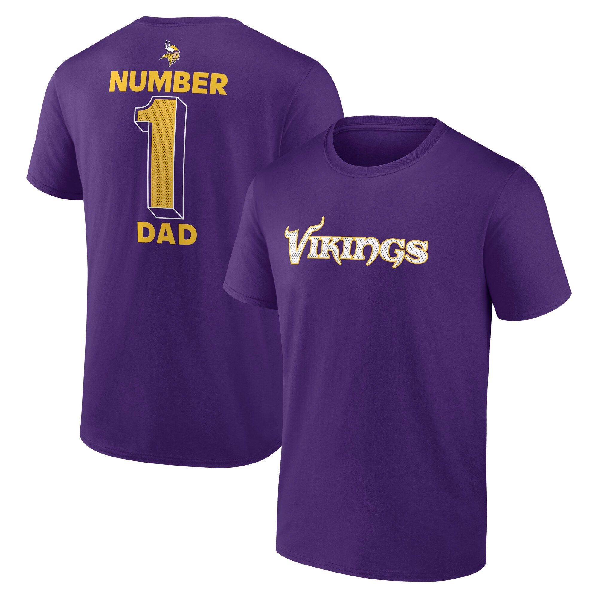 Men's Logo Athletic Purple Minnesota Vikings #1 Dad Jersey T-Shirt