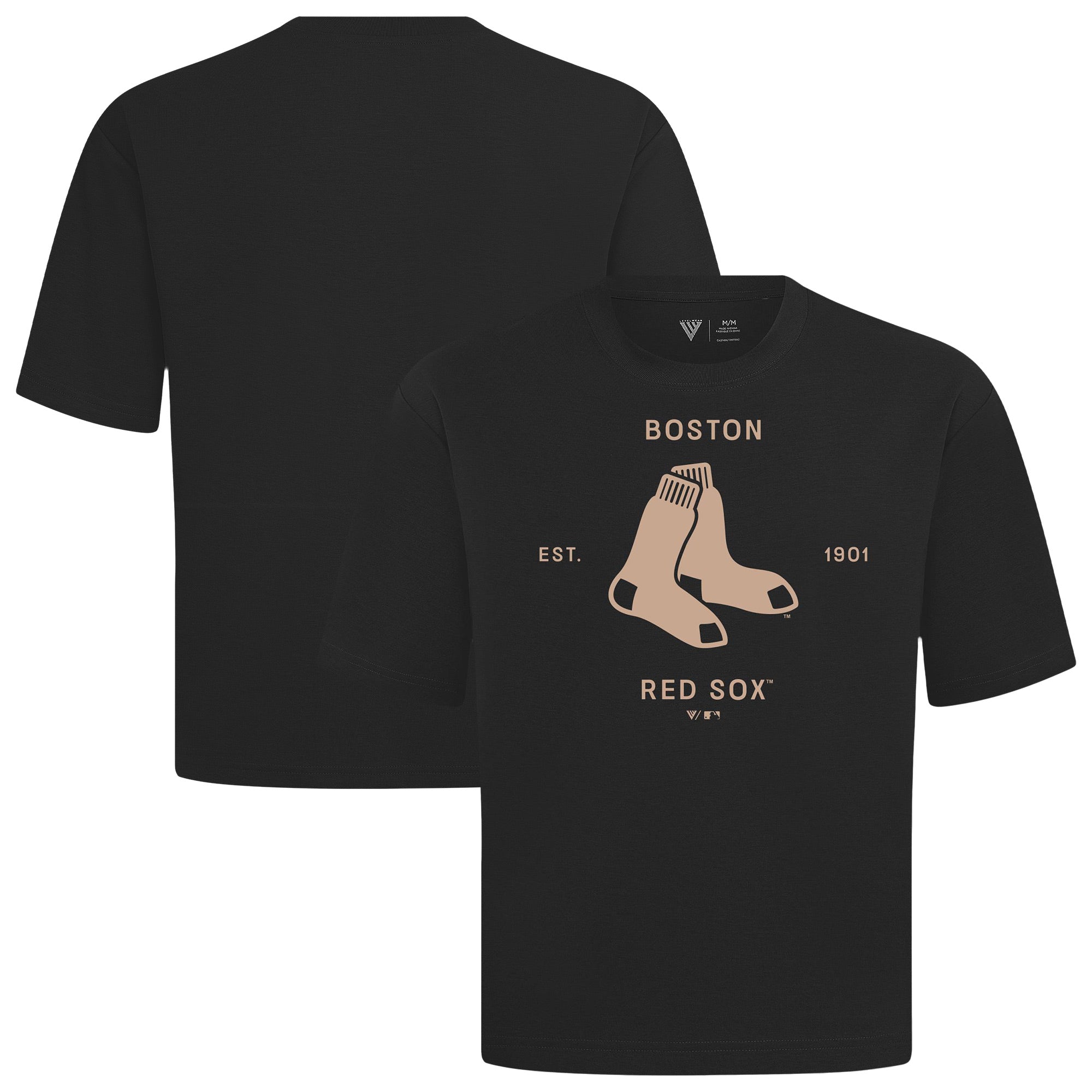 Men's Levelwear Black Boston Red Sox Crossway Oversized Luxe Signature Knit T-Shirt