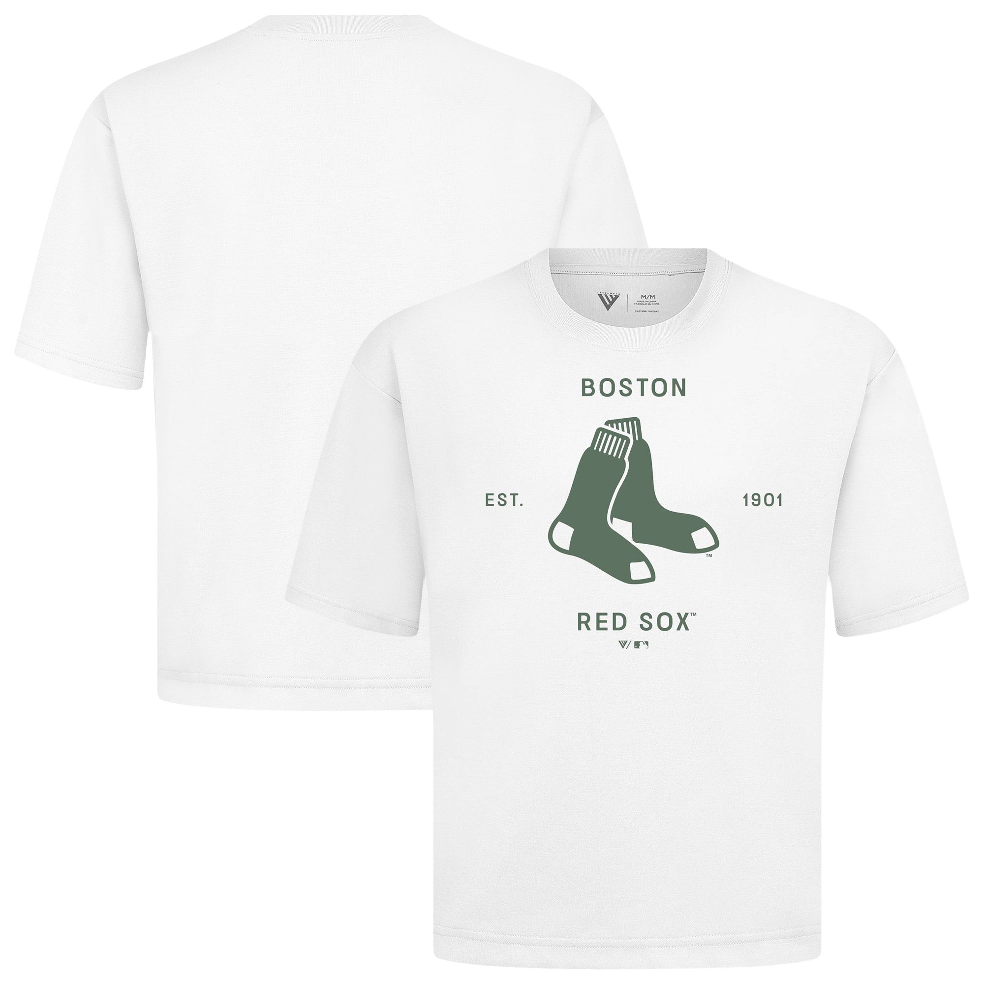 Men's Levelwear White Boston Red Sox Crossway Oversized Luxe Signature Knit T-Shirt