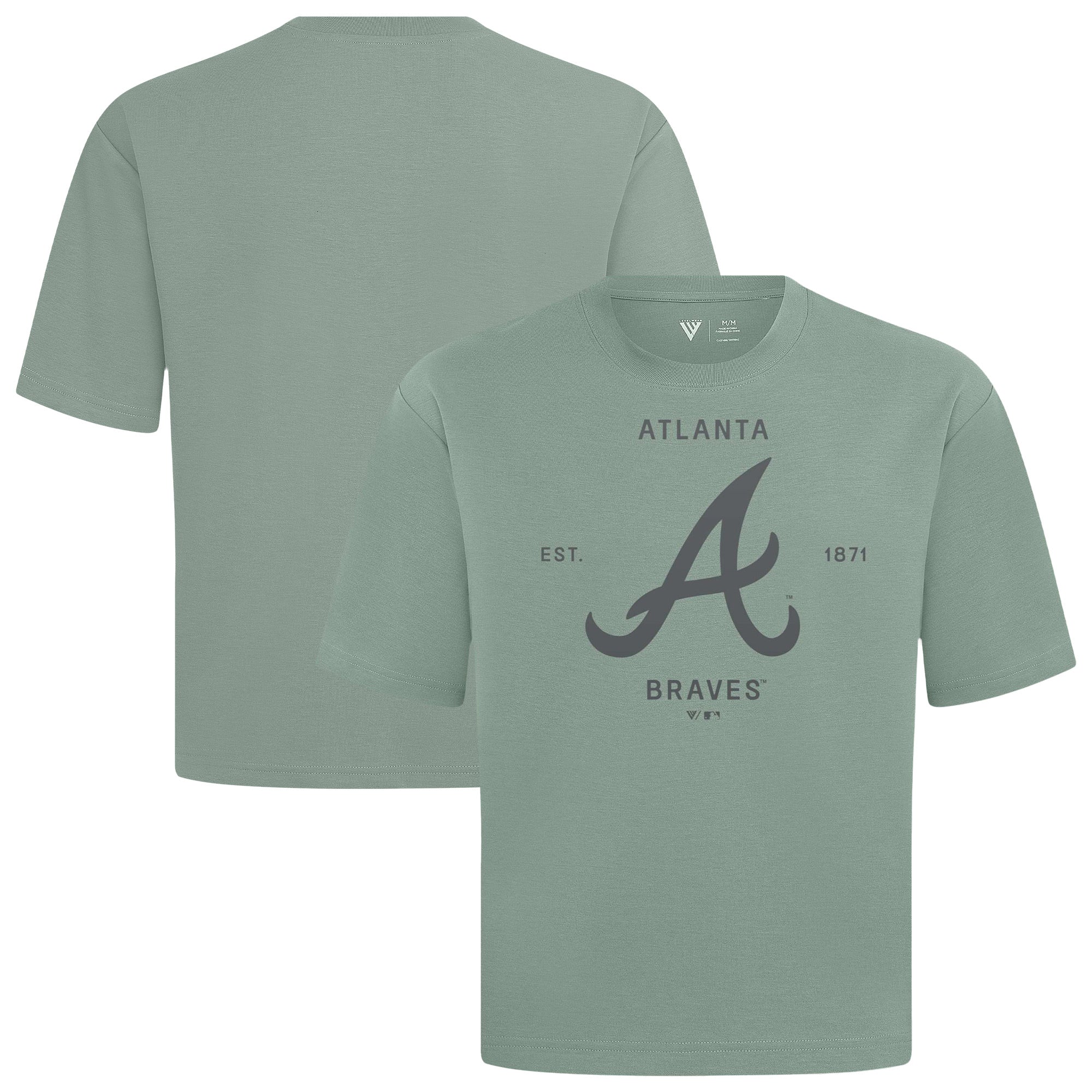 Men's Levelwear Green Atlanta Braves Crossway Oversized Luxe Signature Knit T-Shirt
