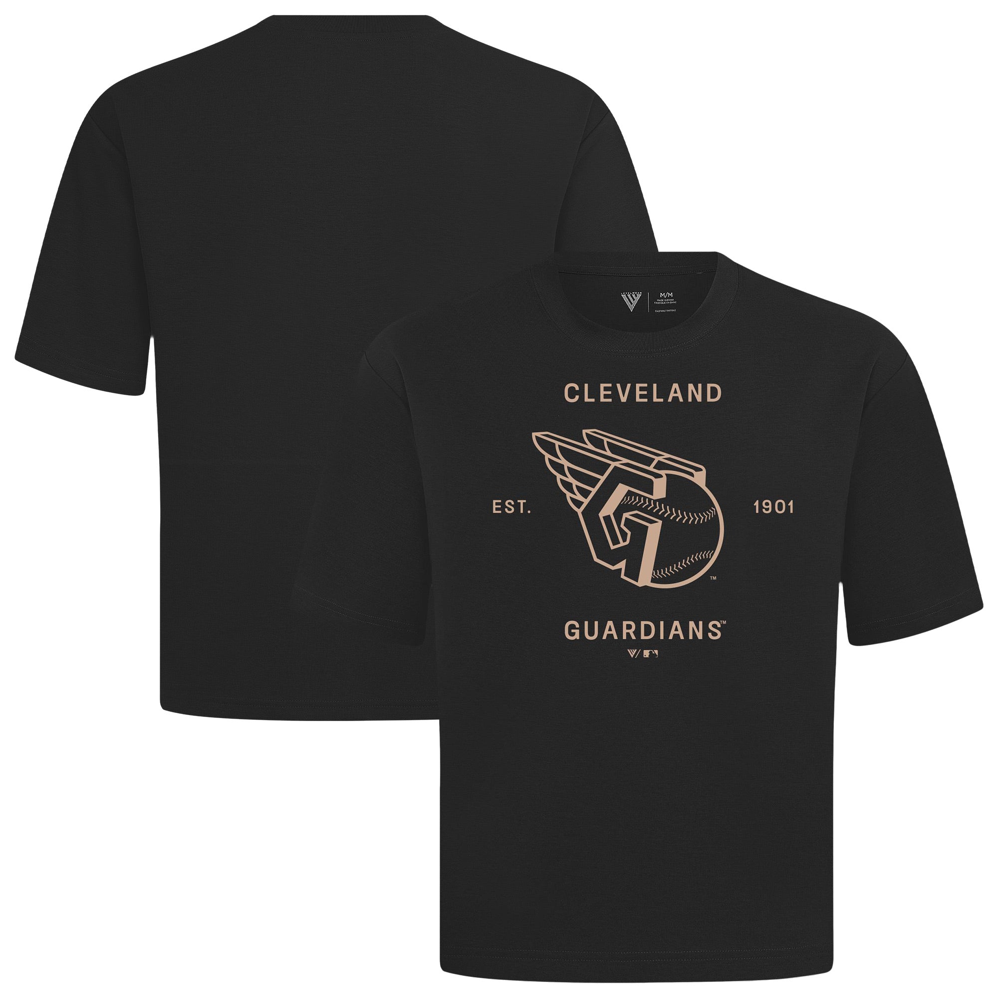 Men's Levelwear Black Cleveland Guardians Crossway Oversized Luxe Signature Knit T-Shirt