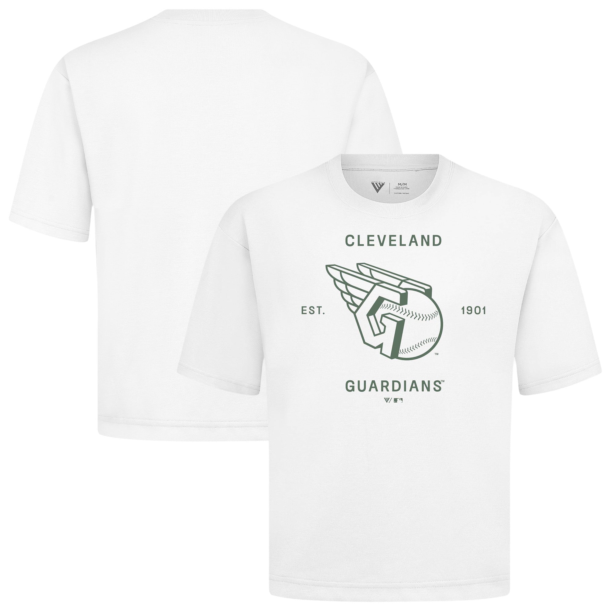 Men's Levelwear White Cleveland Guardians Crossway Oversized Luxe Signature Knit T-Shirt