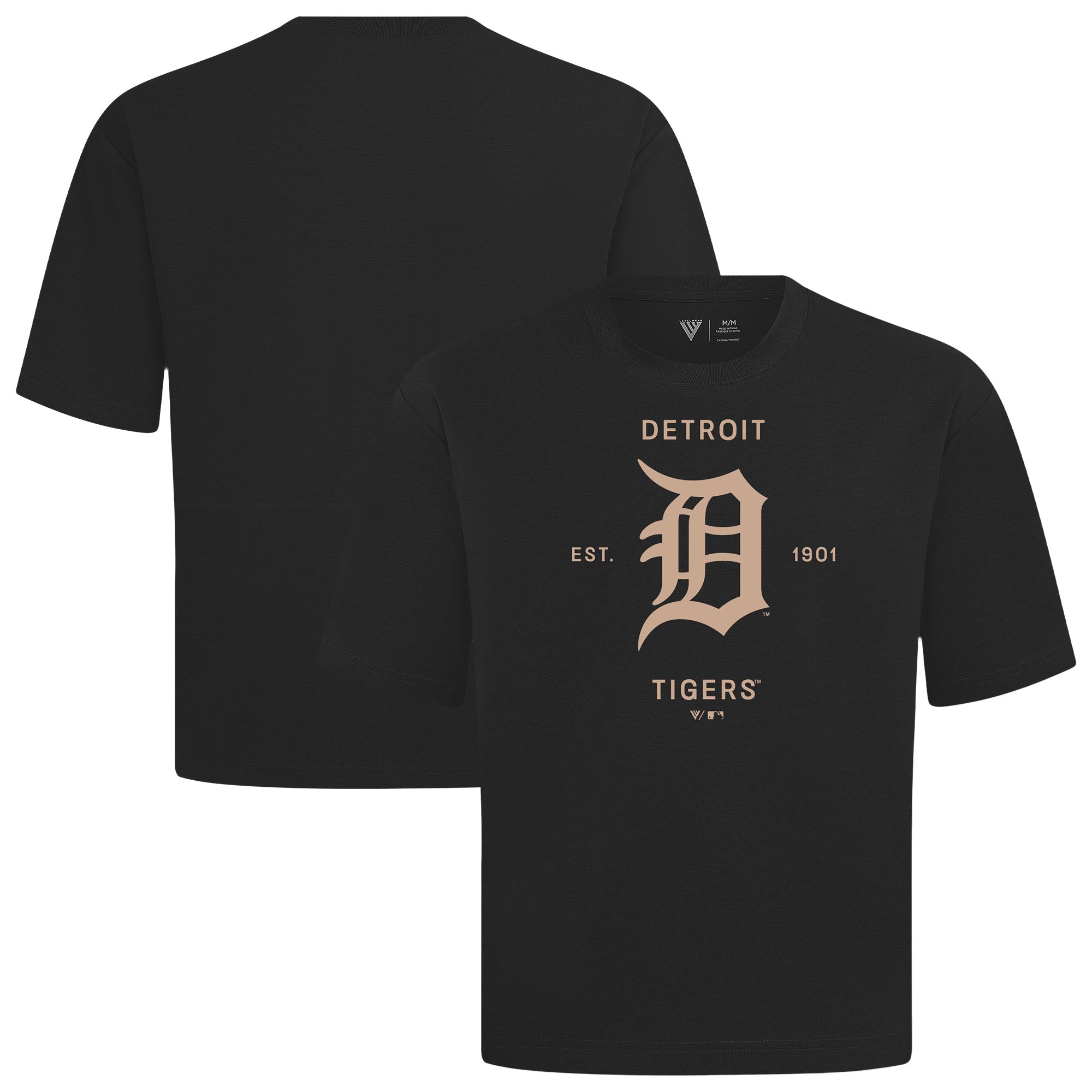 Men's Levelwear Black Detroit Tigers Crossway Oversized Luxe Signature Knit T-Shirt