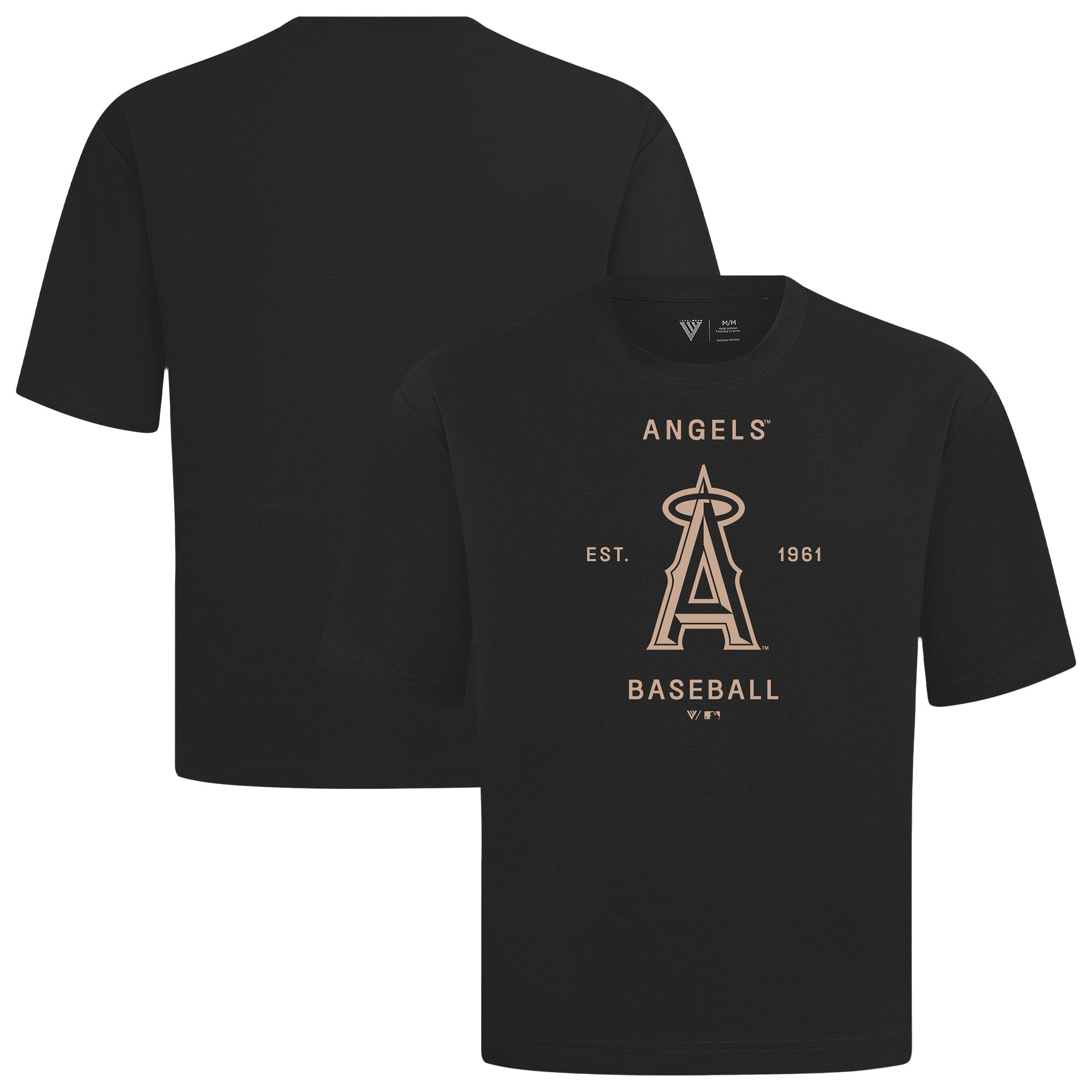 Men's Levelwear Black Los Angeles Angels Crossway Oversized Luxe Signature Knit T-Shirt