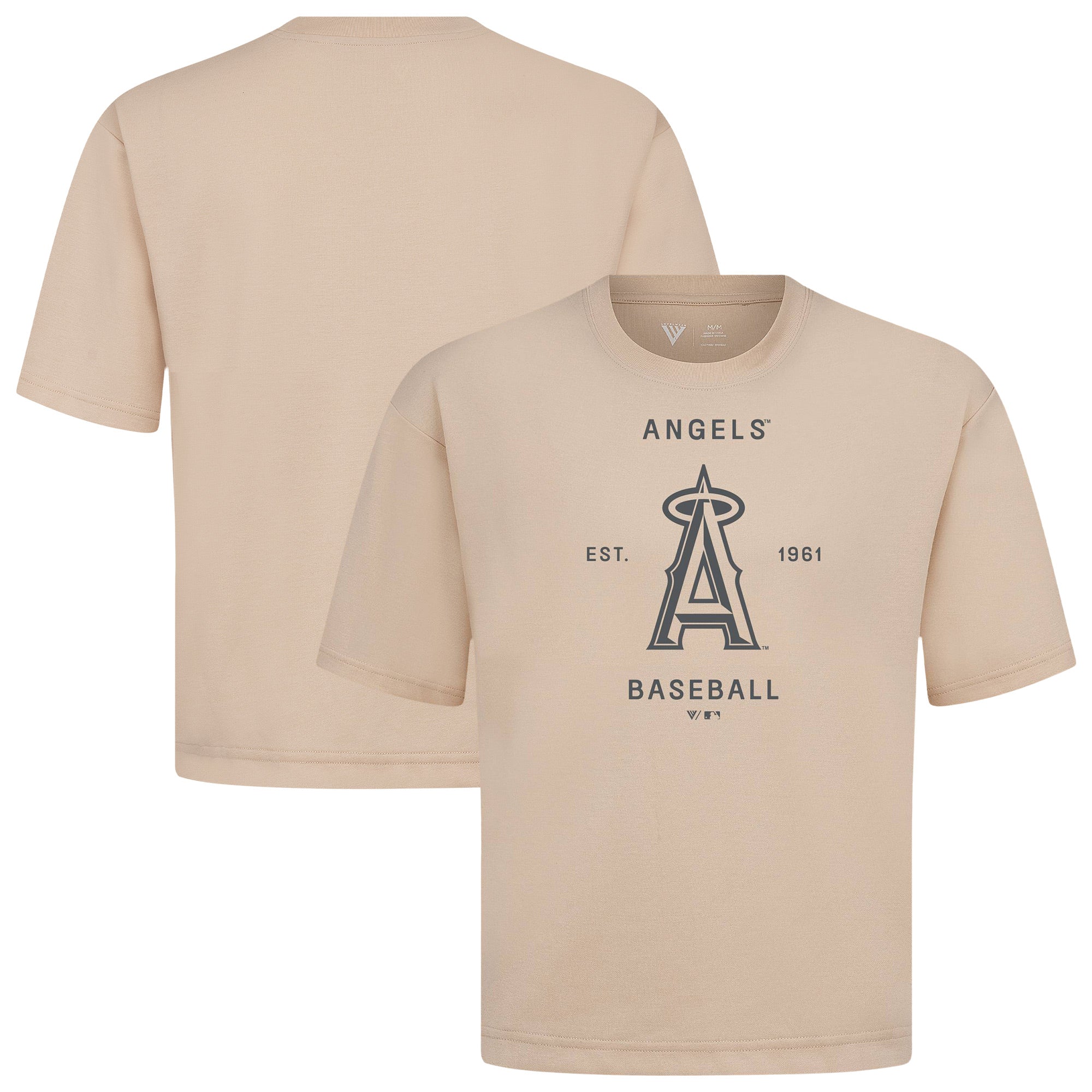 Men's Levelwear Khaki Los Angeles Angels Crossway Oversized Luxe Signature Knit T-Shirt