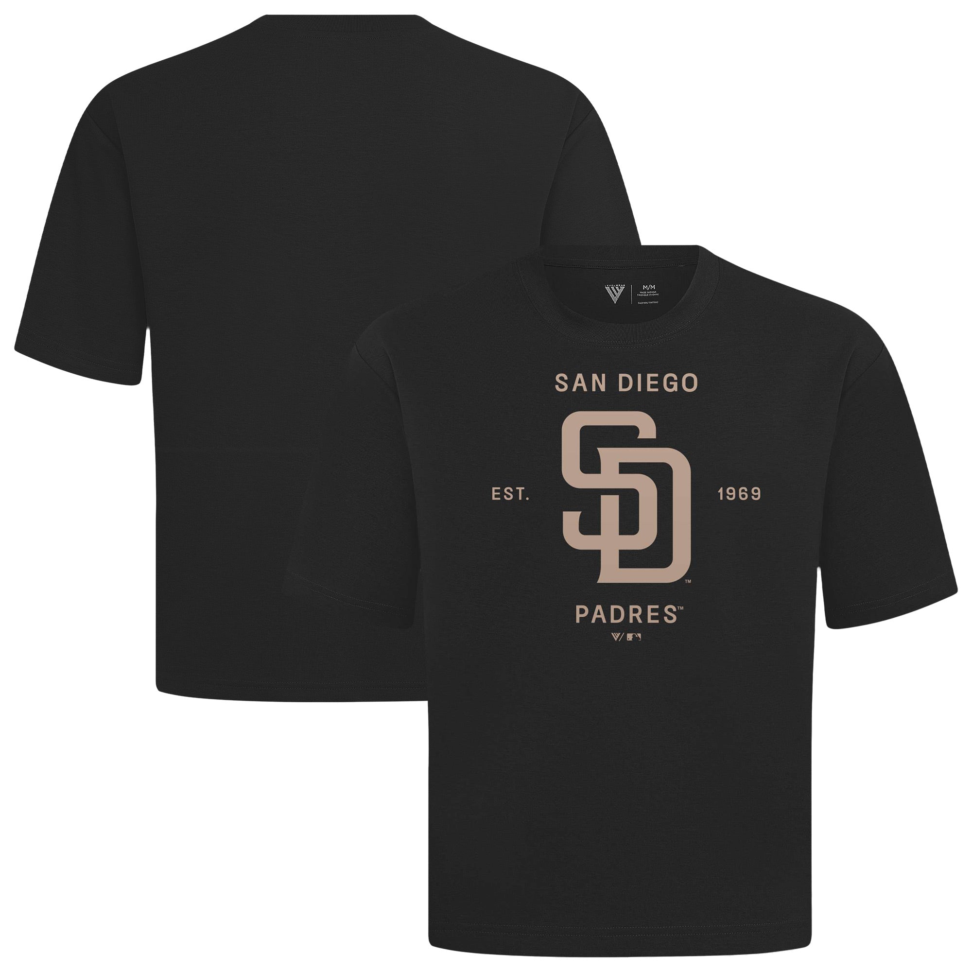 Men's Levelwear Black San Diego Padres Crossway Oversized Luxe Signature Knit T-Shirt