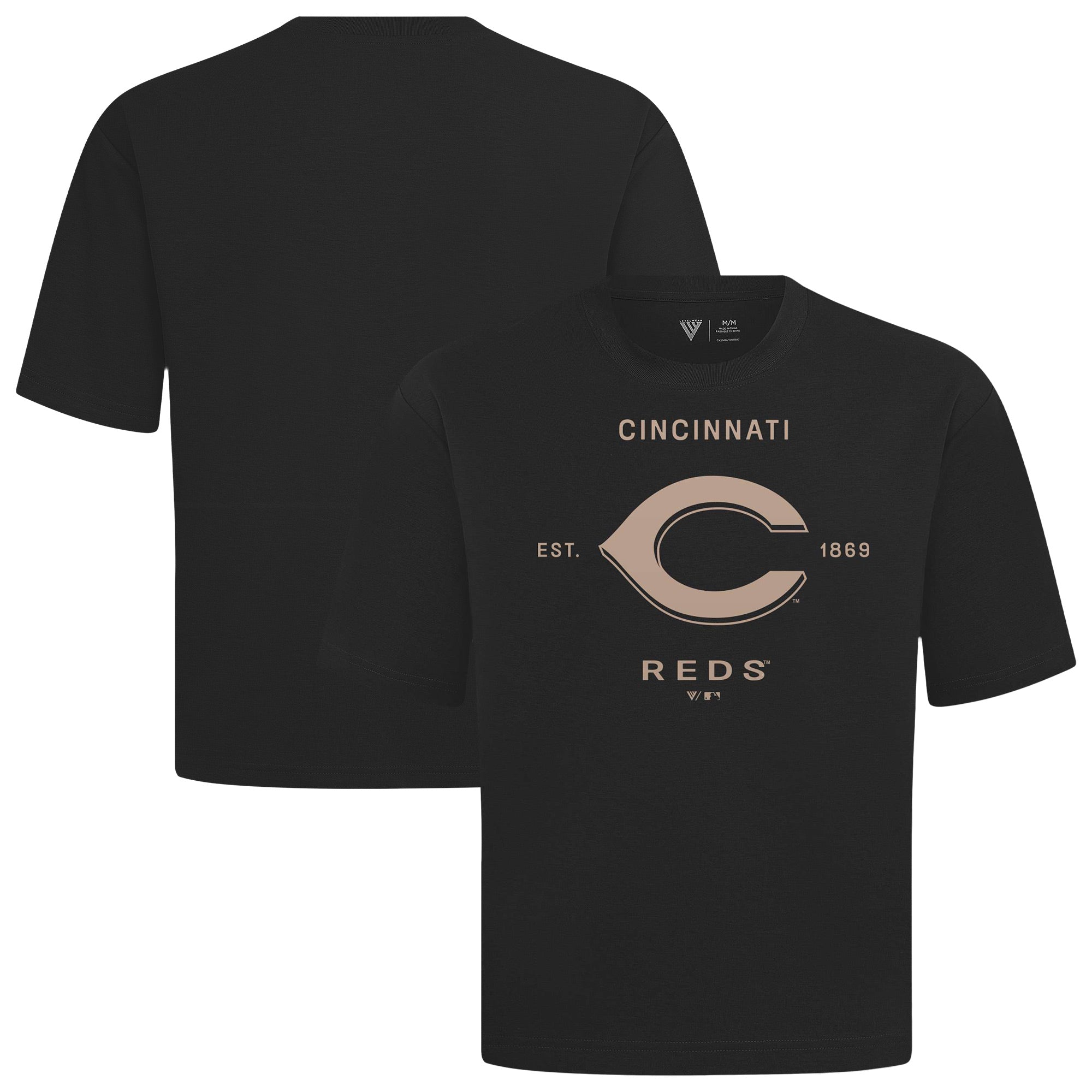 Men's Levelwear Black Cincinnati Reds Crossway Oversized Luxe Signature Knit T-Shirt