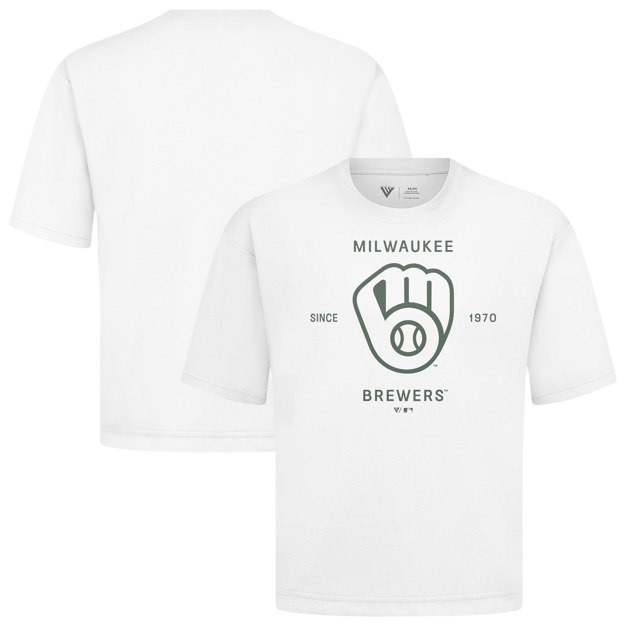 Men's Levelwear White Milwaukee Brewers Crossway Oversized Luxe Signature Knit T-Shirt