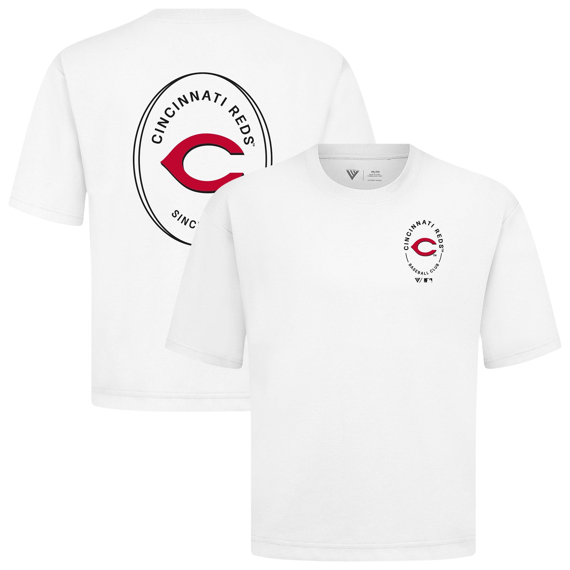 Men's Levelwear White Cincinnati Reds Signet Oversized Luxe Signature Knit T-Shirt