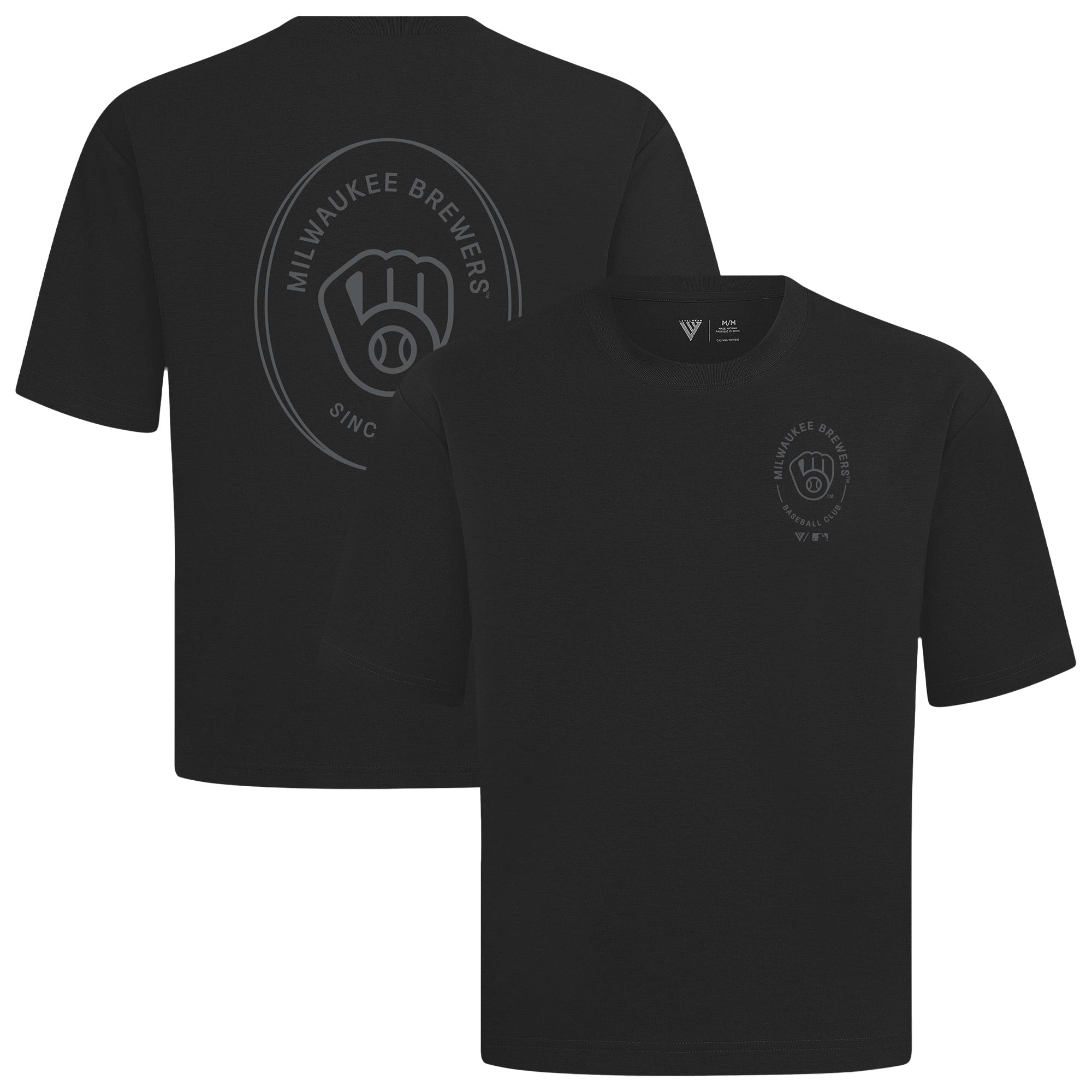 Men's Levelwear Black Milwaukee Brewers Signet Oversized Luxe Signature Knit T-Shirt