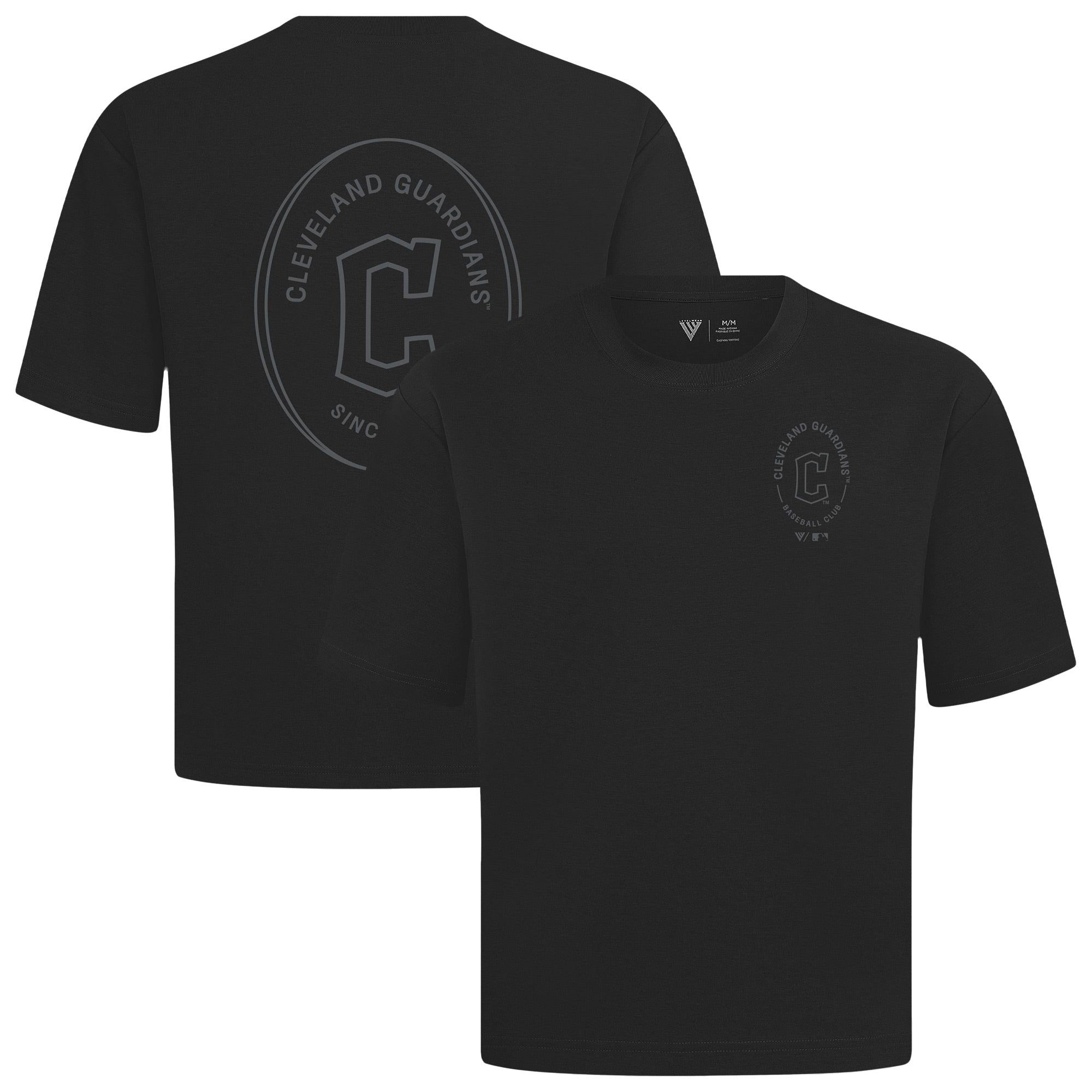 Men's Levelwear Black Cleveland Guardians Signet Oversized Luxe Signature Knit T-Shirt