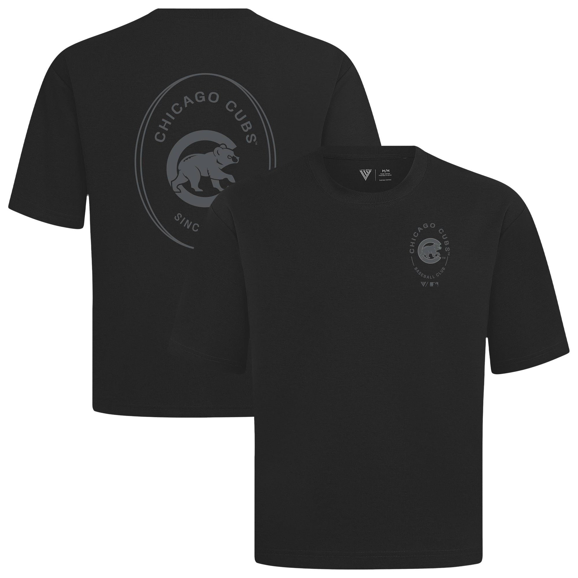 Men's Levelwear Black Chicago Cubs Signet Oversized Luxe Signature Knit T-Shirt