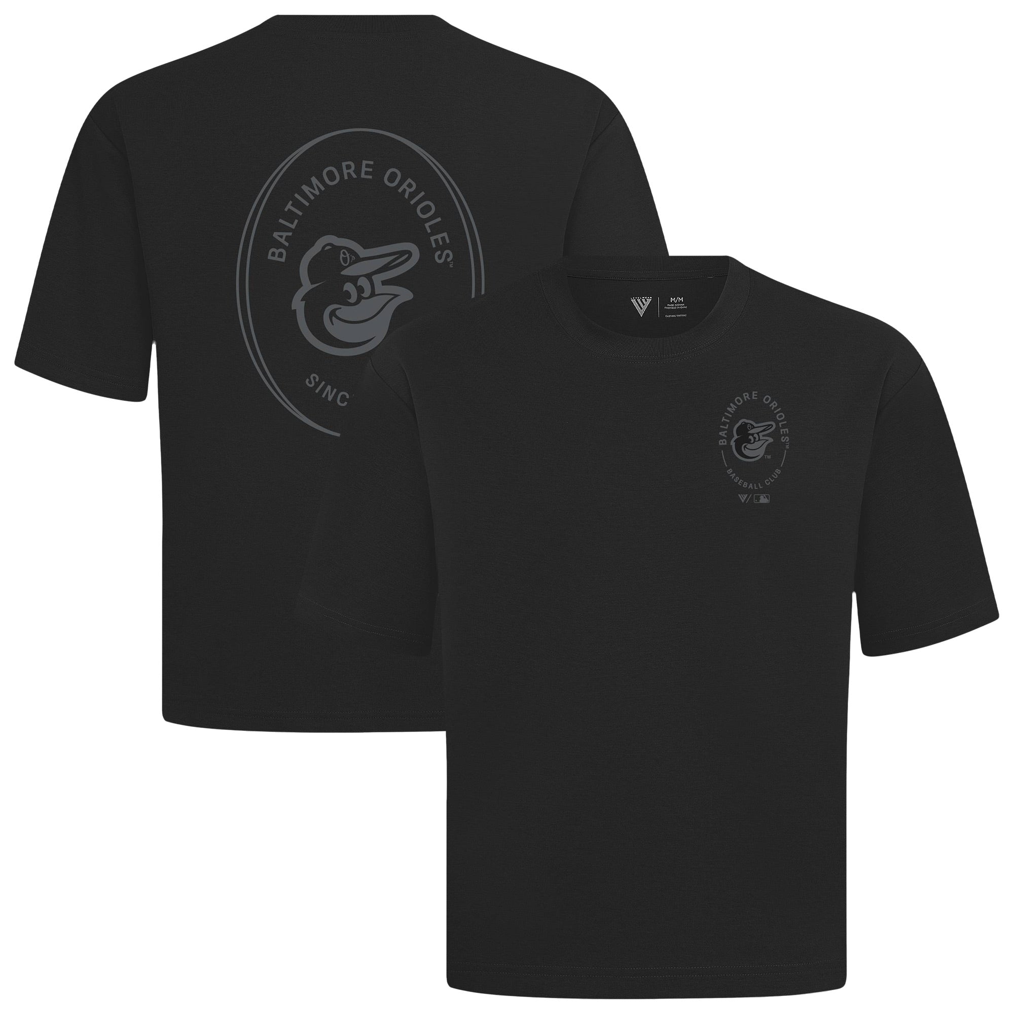 Men's Levelwear Black Baltimore Orioles Signet Oversized Luxe Signature Knit T-Shirt