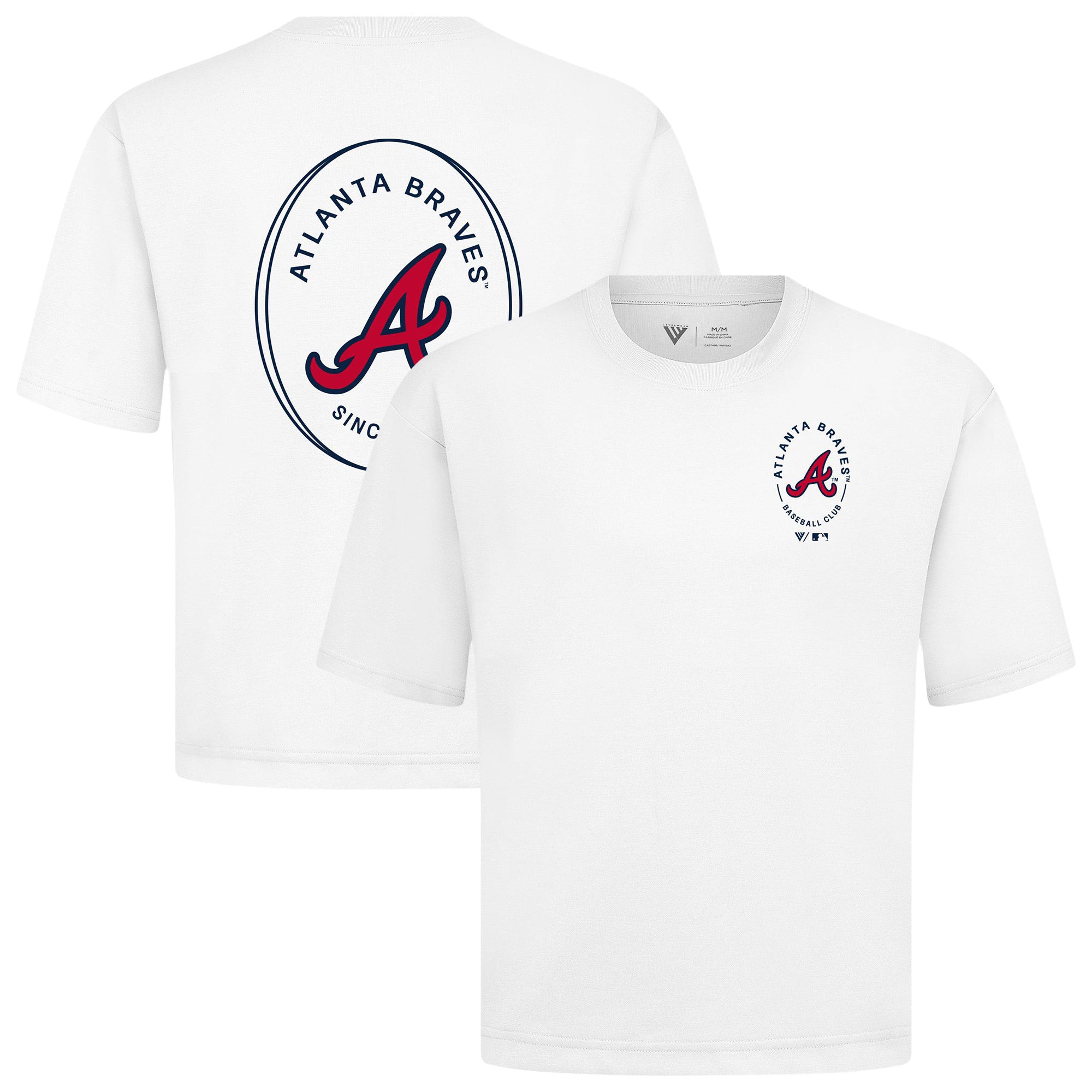 Men's Levelwear White Atlanta Braves Register Oversized Luxe Signature Knit T-Shirt