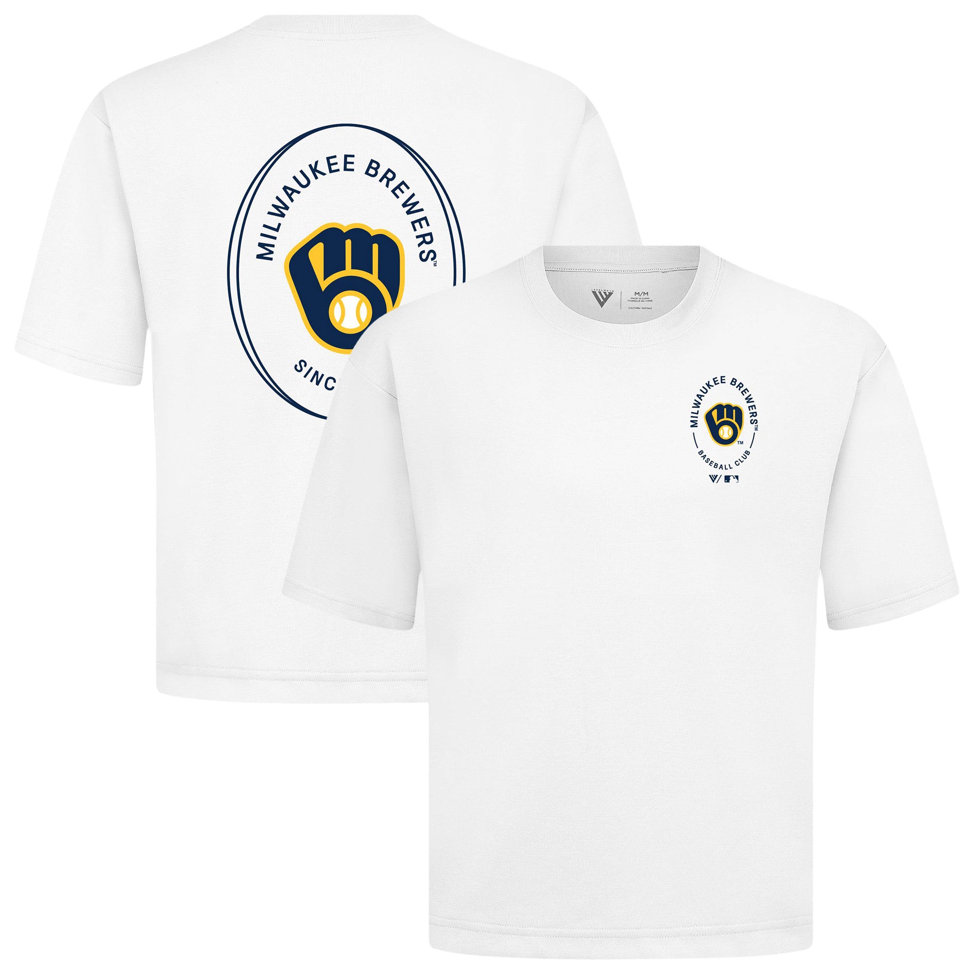 Men's Levelwear White Milwaukee Brewers Register Oversized Luxe Signature Knit T-Shirt