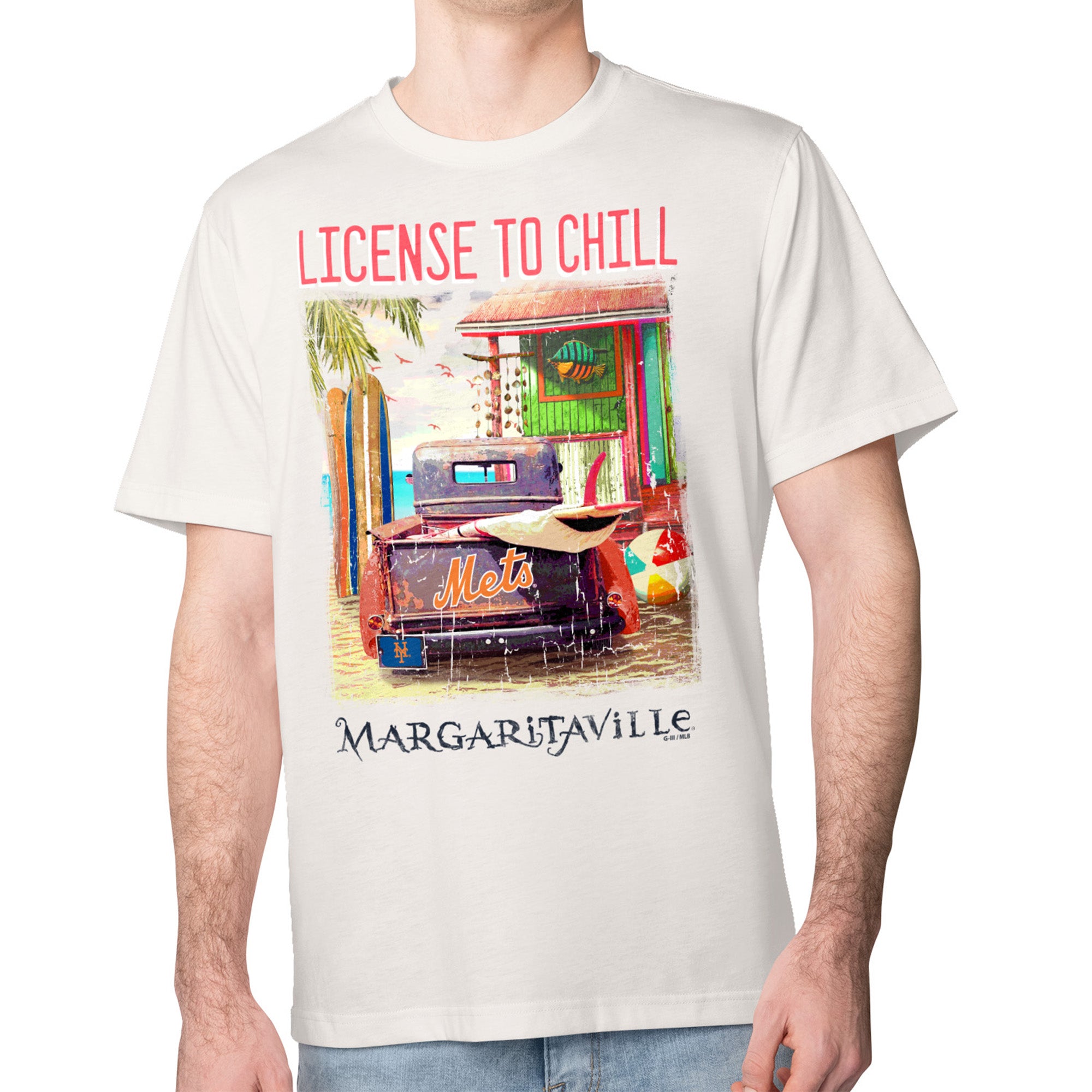 Men's Margaritaville Cream New York Mets License to Chill T-Shirt