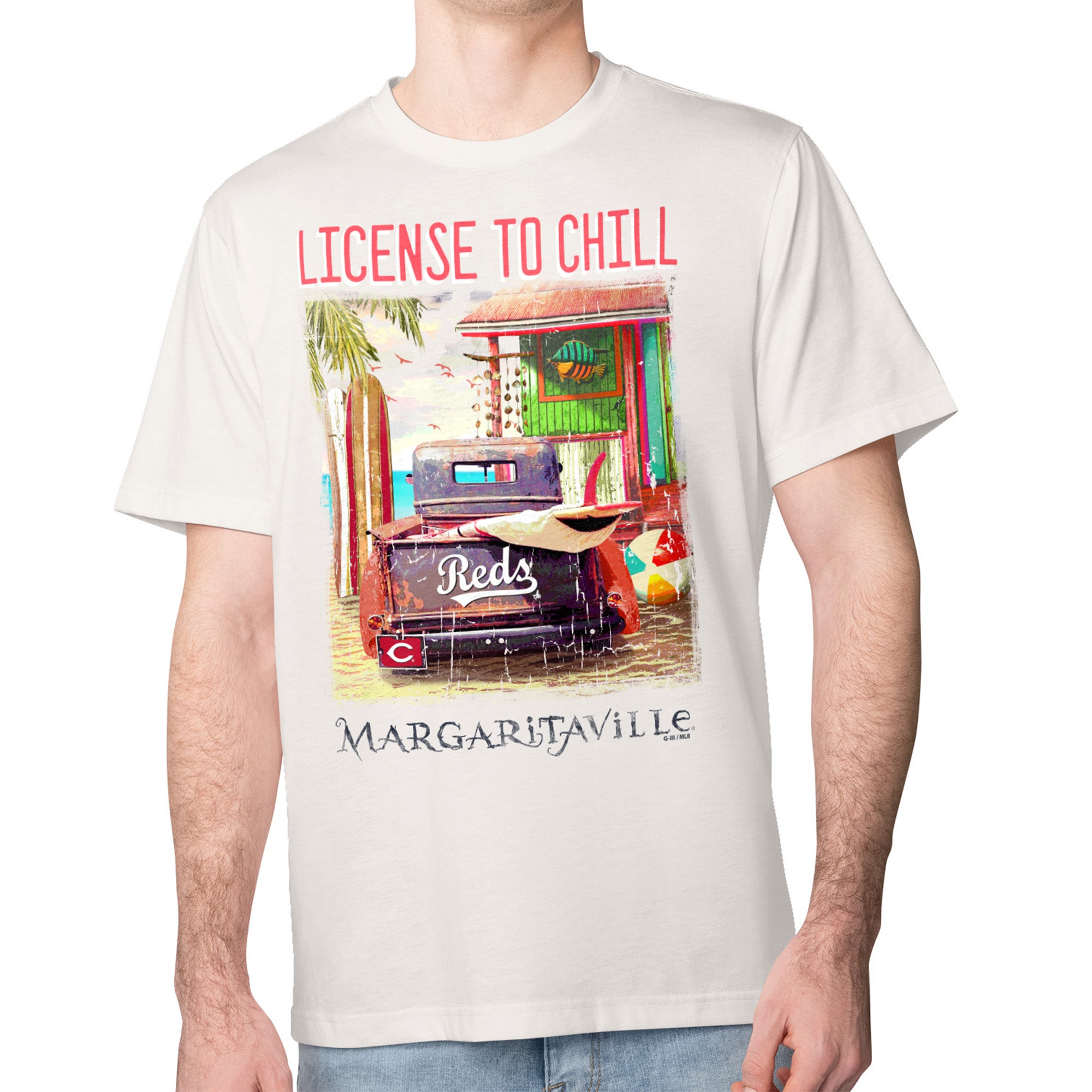 Men's Margaritaville Cream Cincinnati Reds License to Chill T-Shirt