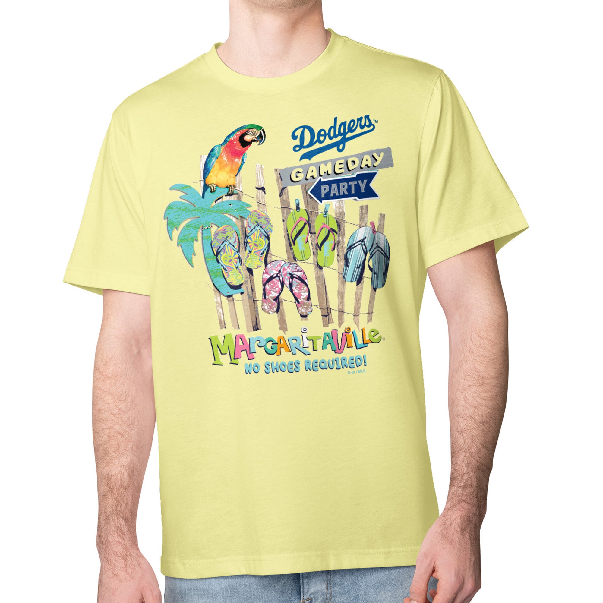 Men's Margaritaville Yellow Los Angeles Dodgers Gameday Party T-Shirt