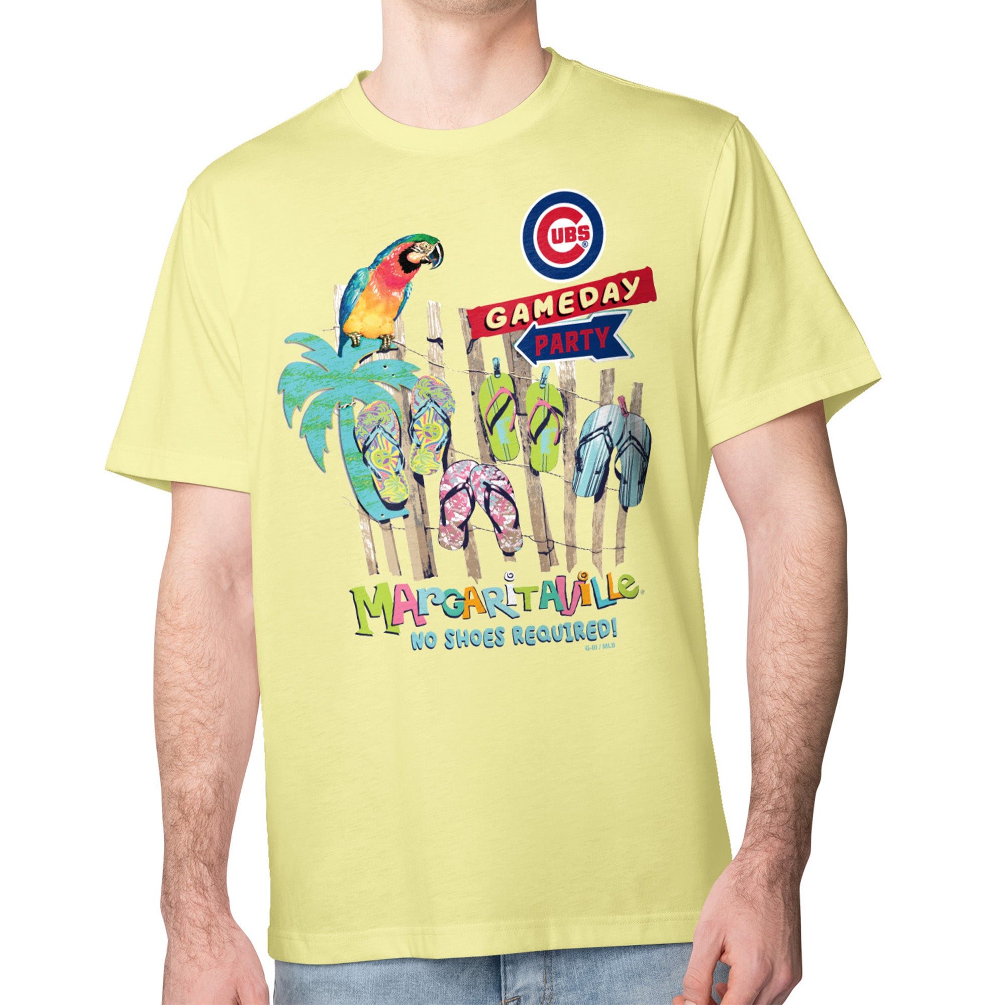 Men's Margaritaville Yellow Chicago Cubs Gameday Party T-Shirt